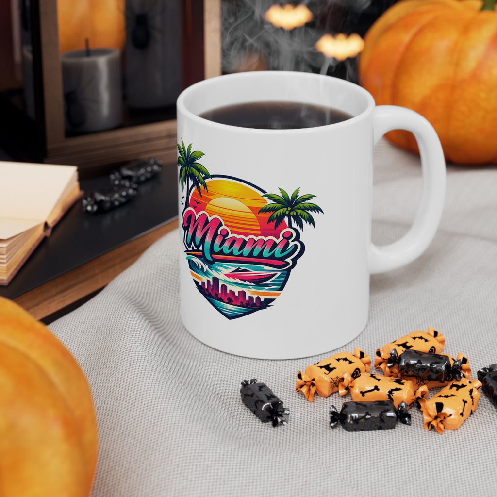 Miami Ceramic Coffee Cups, 11oz, 15oz