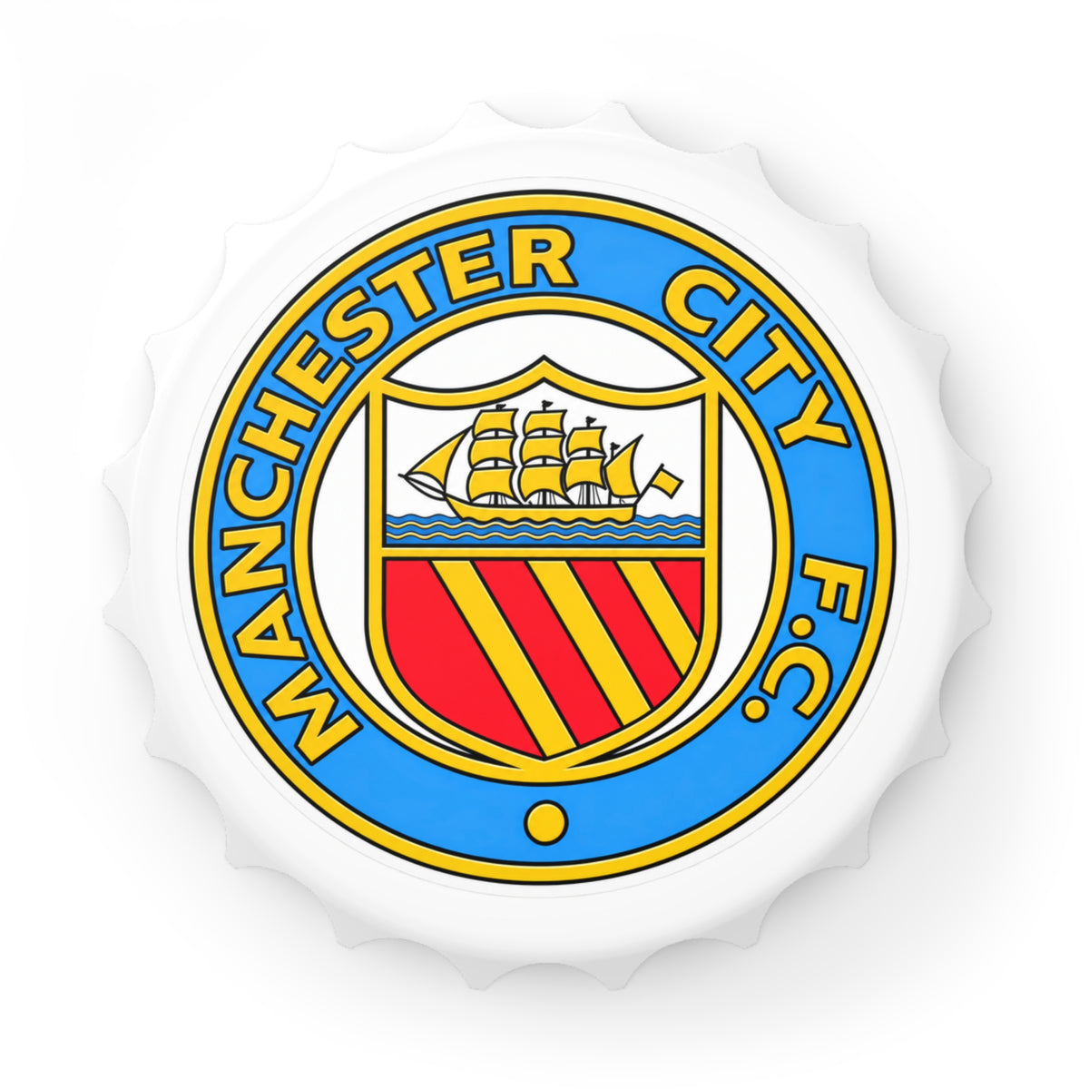 Manchester City Retro Crest Bottle Opener - Soccer Club Crest Magnetic Beer Opener