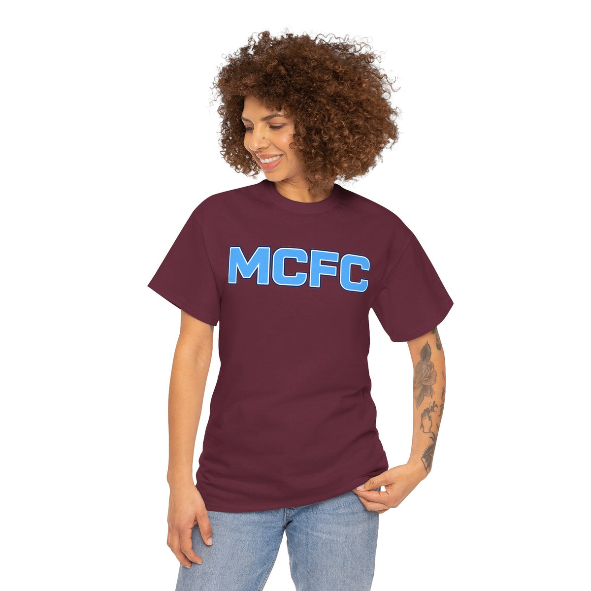 MCFC Logo Cotton T-Shirt — Light Blue Football Fan Tee