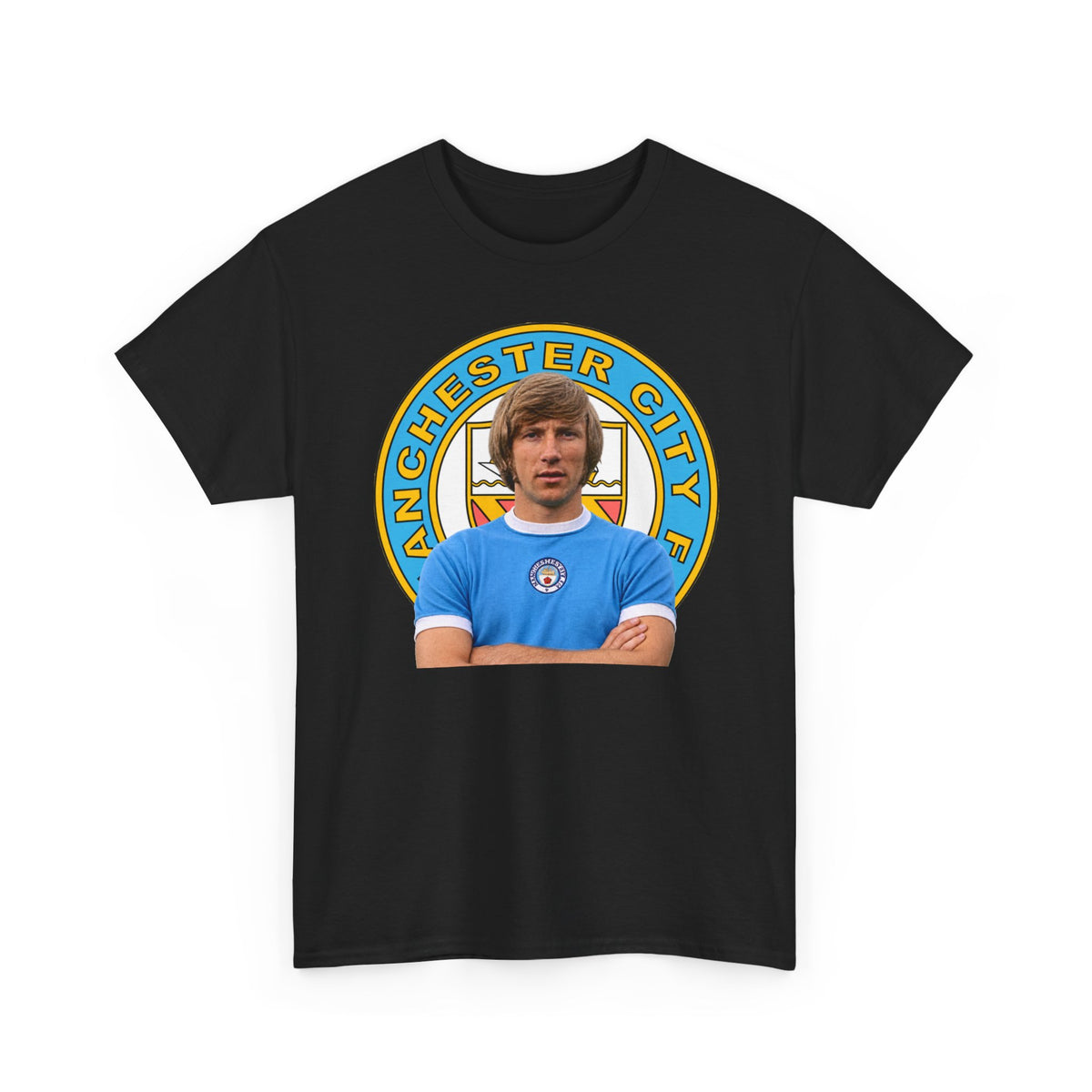 Colin Bell Manchester City Legend Cotton Tee — Retro Player Graphic