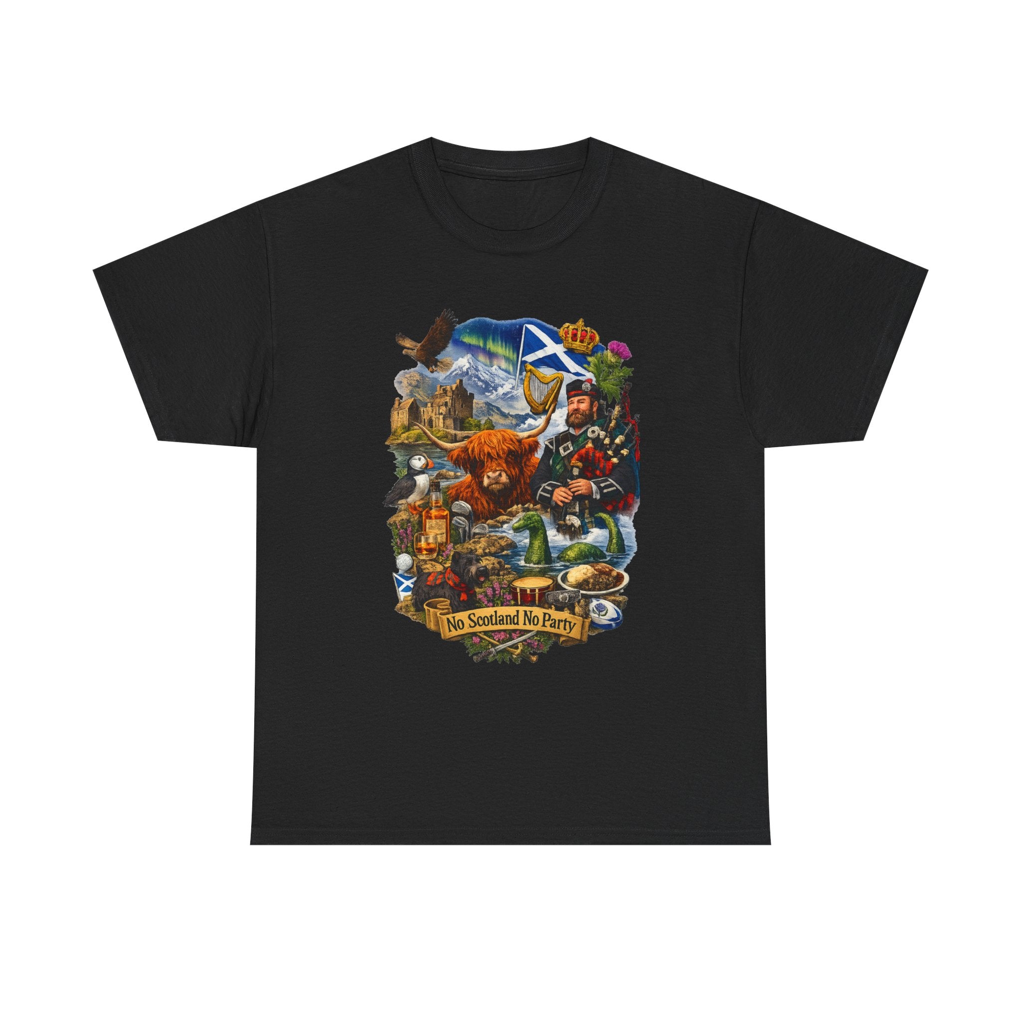 Scotland Collage T-Shirt — "No Scotland No Party" Scottish Heritage Tee
