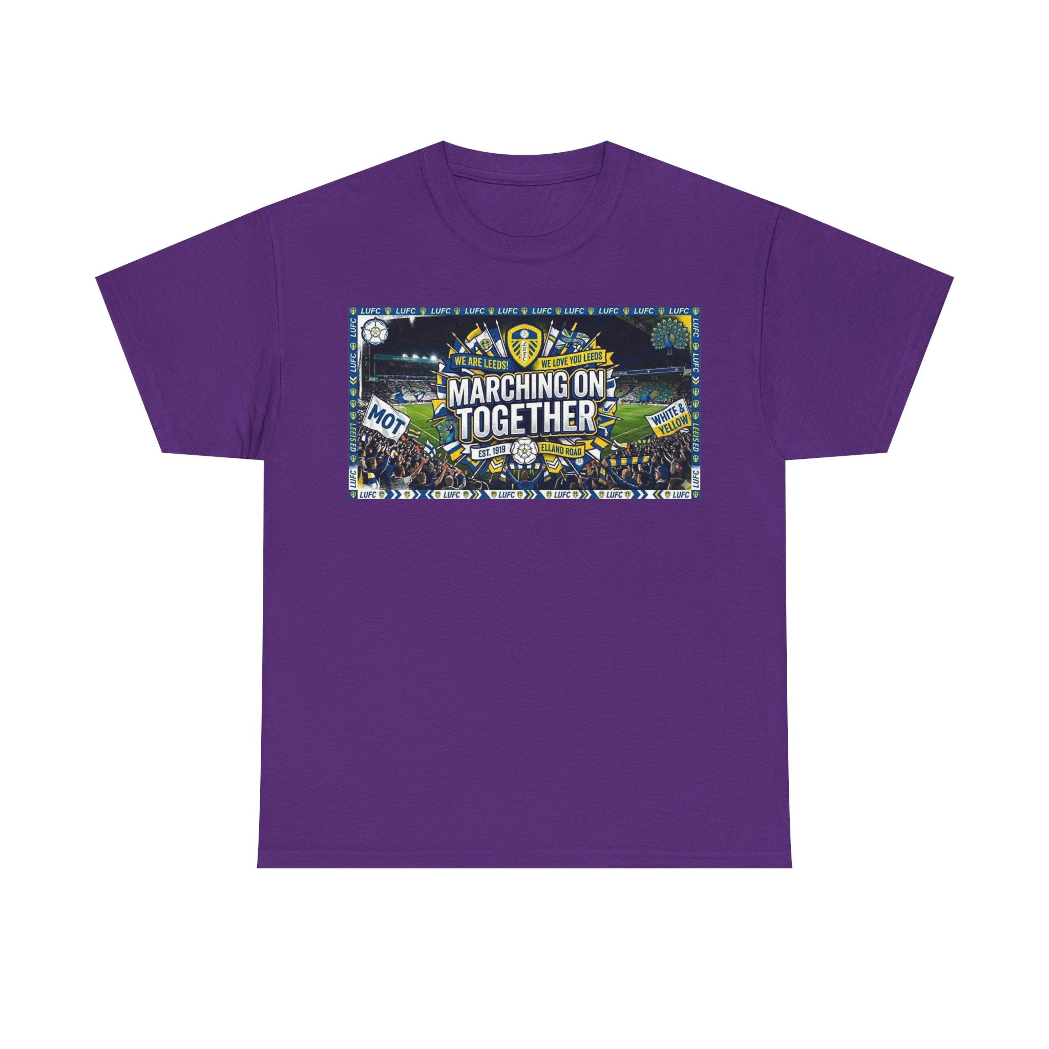Leeds United T-Shirt — "Marching On Together" Fan Tee (Soccer Supporter Graphic)