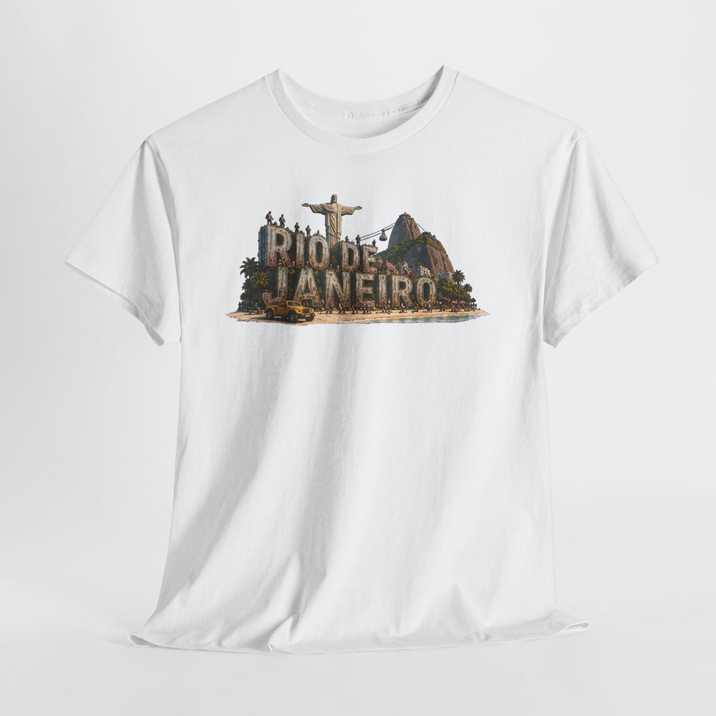 Rio de Janeiro Scenic T‑Shirt — Vintage Travel Tee with Christ the Redeemer Design