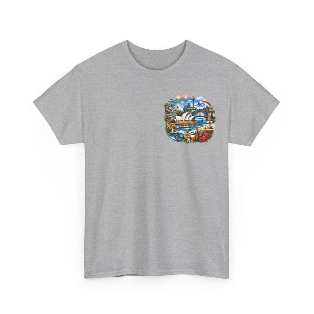 T-Shirt — Sydney Landmark Collage Tee (Opera House, Harbour Bridge, Koala & Beach Scene)