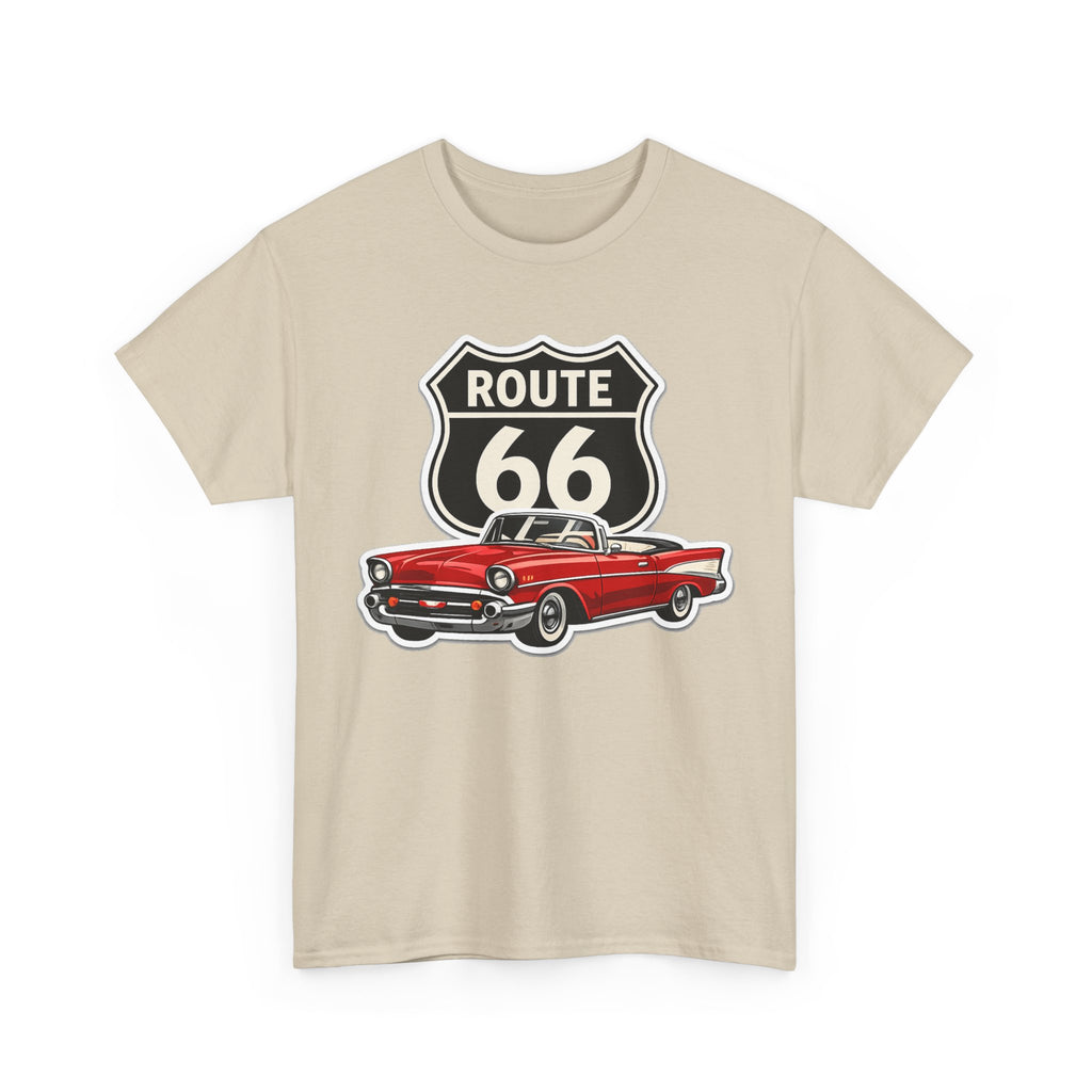 Route 66 Classic Car T‑Shirt — Retro Red Convertible Road Trip Tee