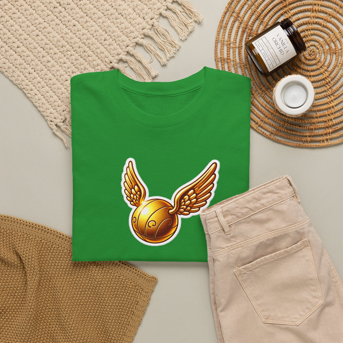 Golden Snitch Cotton T‑Shirt — Quidditch Wizarding Fan Tee