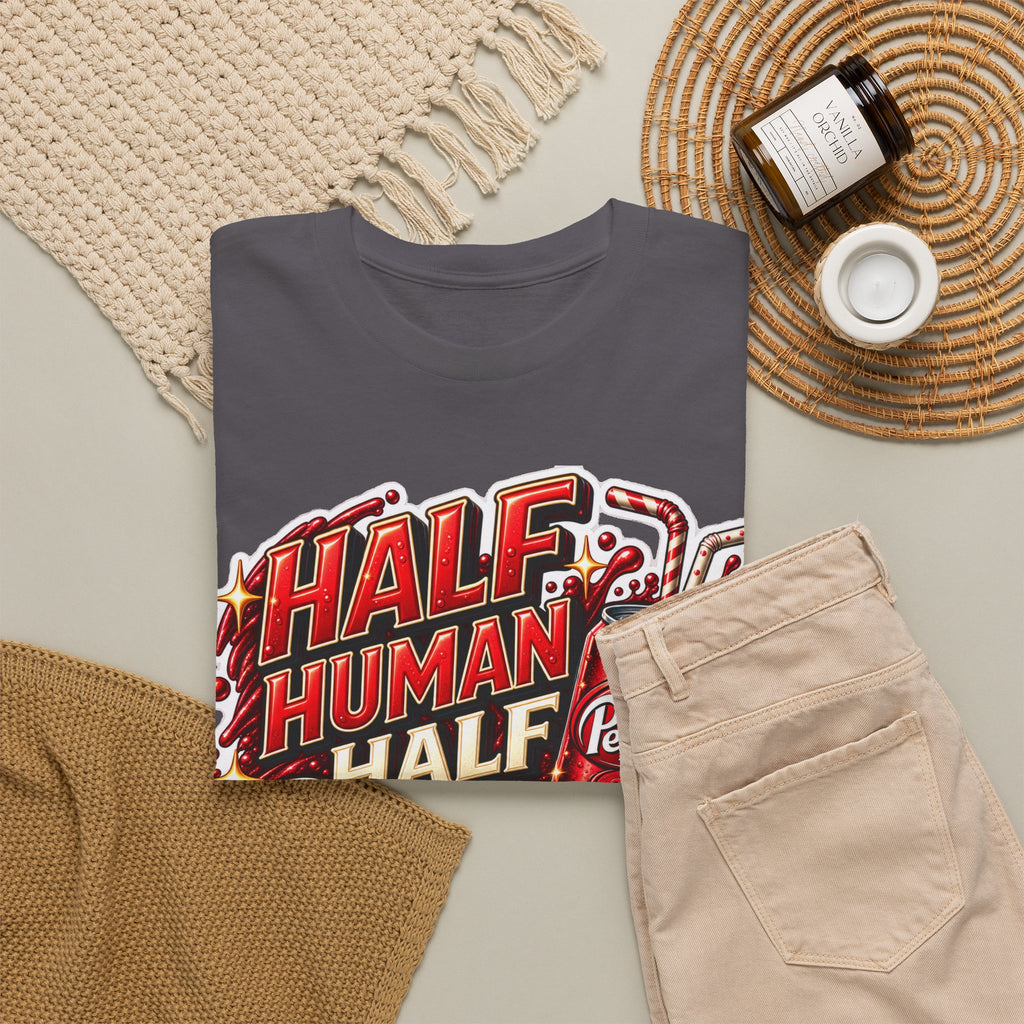 Dr Pepper Cotton T‑Shirt — "Half Human Half Dr Pepper" Retro Soda Graphic Tee