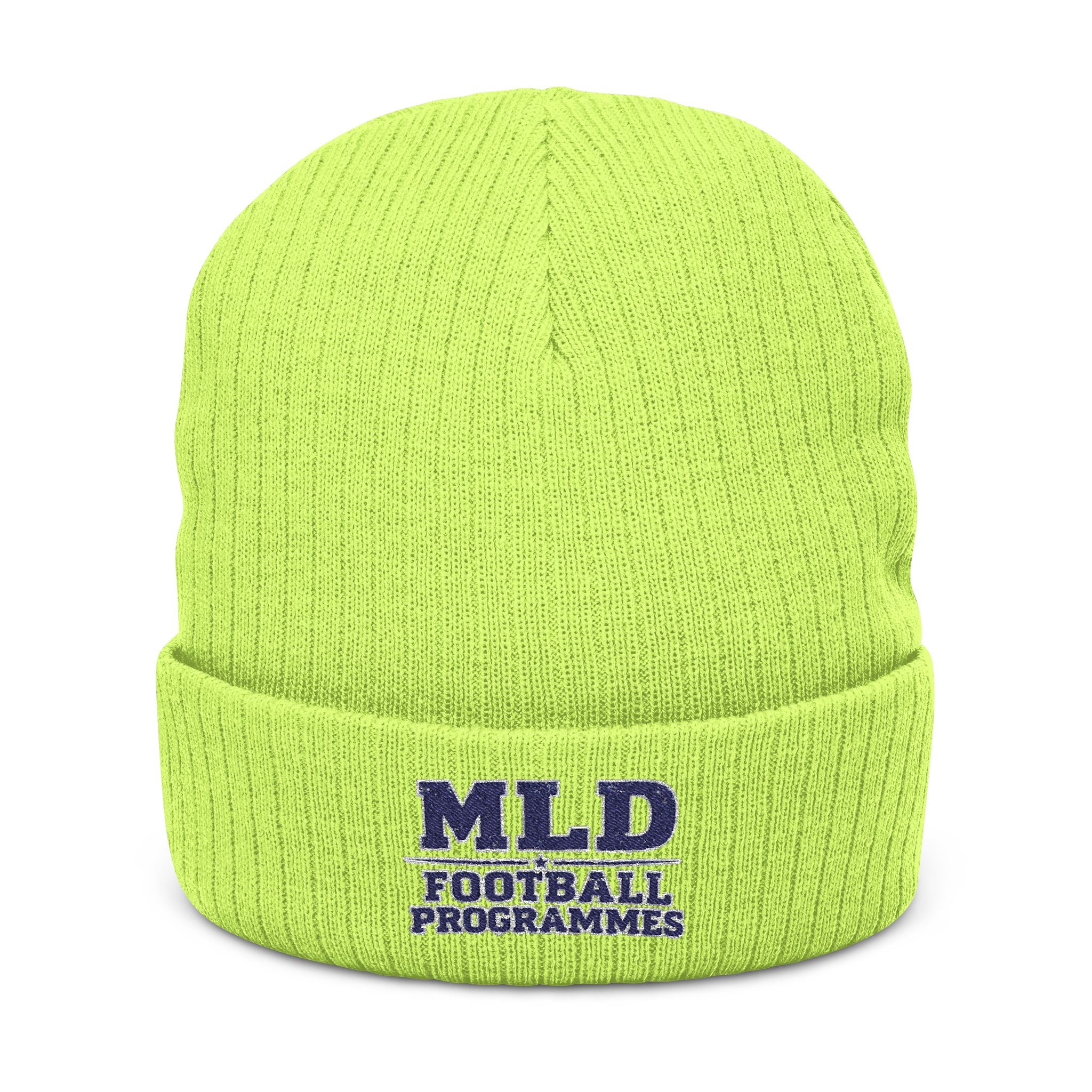 Embroidered 'MLD Football Programmes' Ribbed Knit Beanie