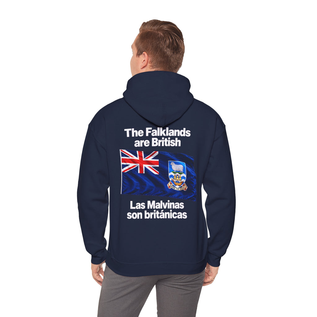 Falklands Are British Hoodie – Bilingual 'Las Malvinas son británicas' Flag Pullover