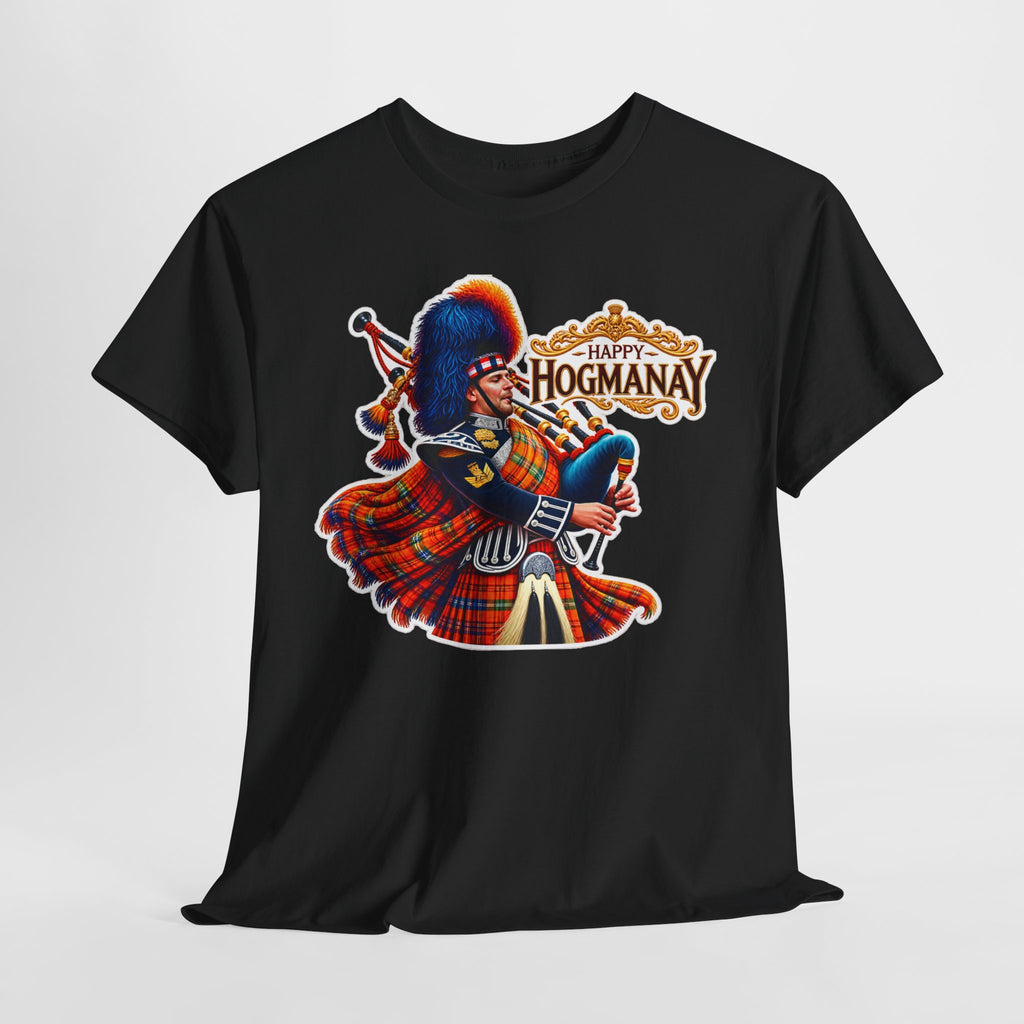 Hogmanay Bagpiper T‑Shirt — Happy Hogmanay Scottish New Year Tee
