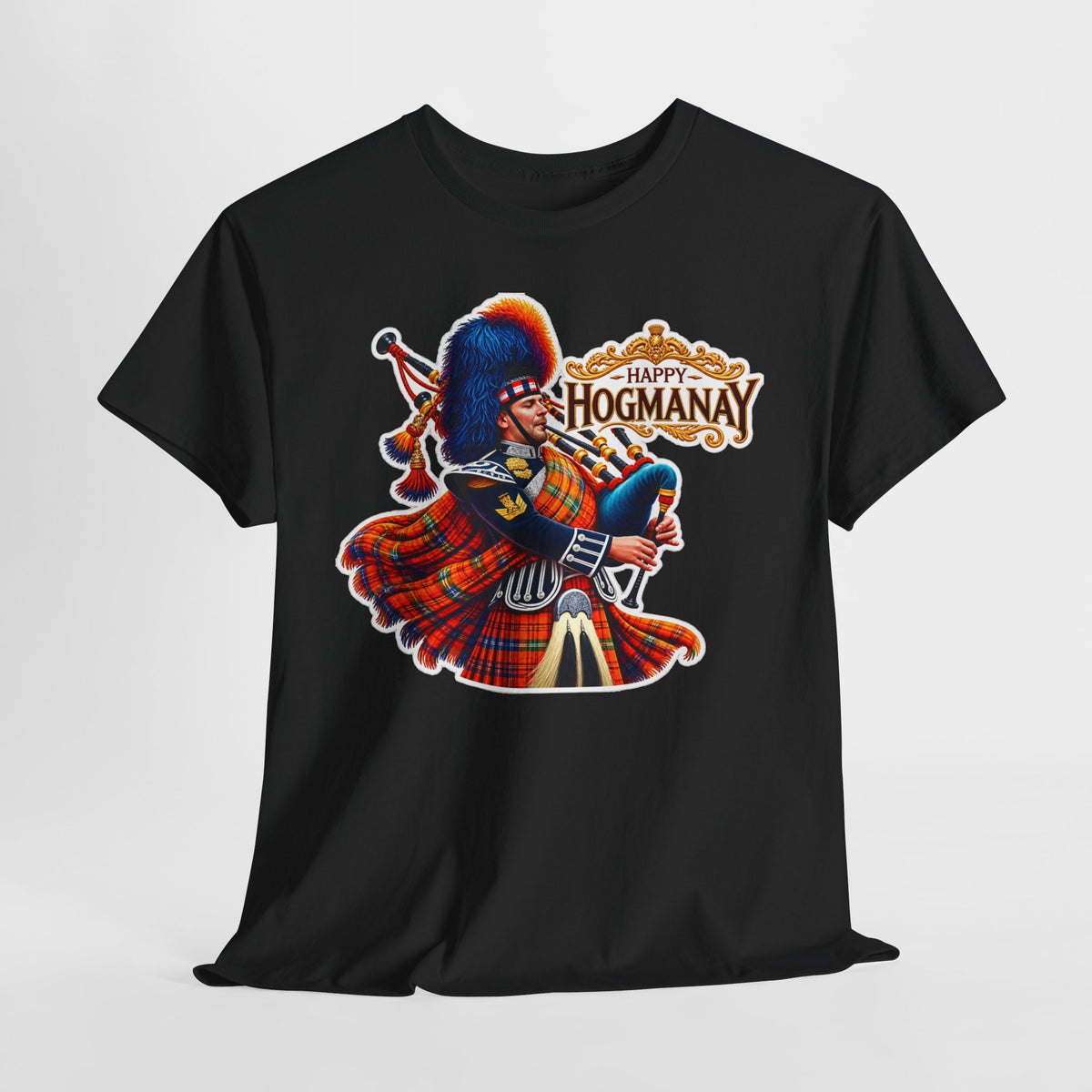 Hogmanay Bagpiper T‑Shirt — Happy Hogmanay Scottish New Year Tee