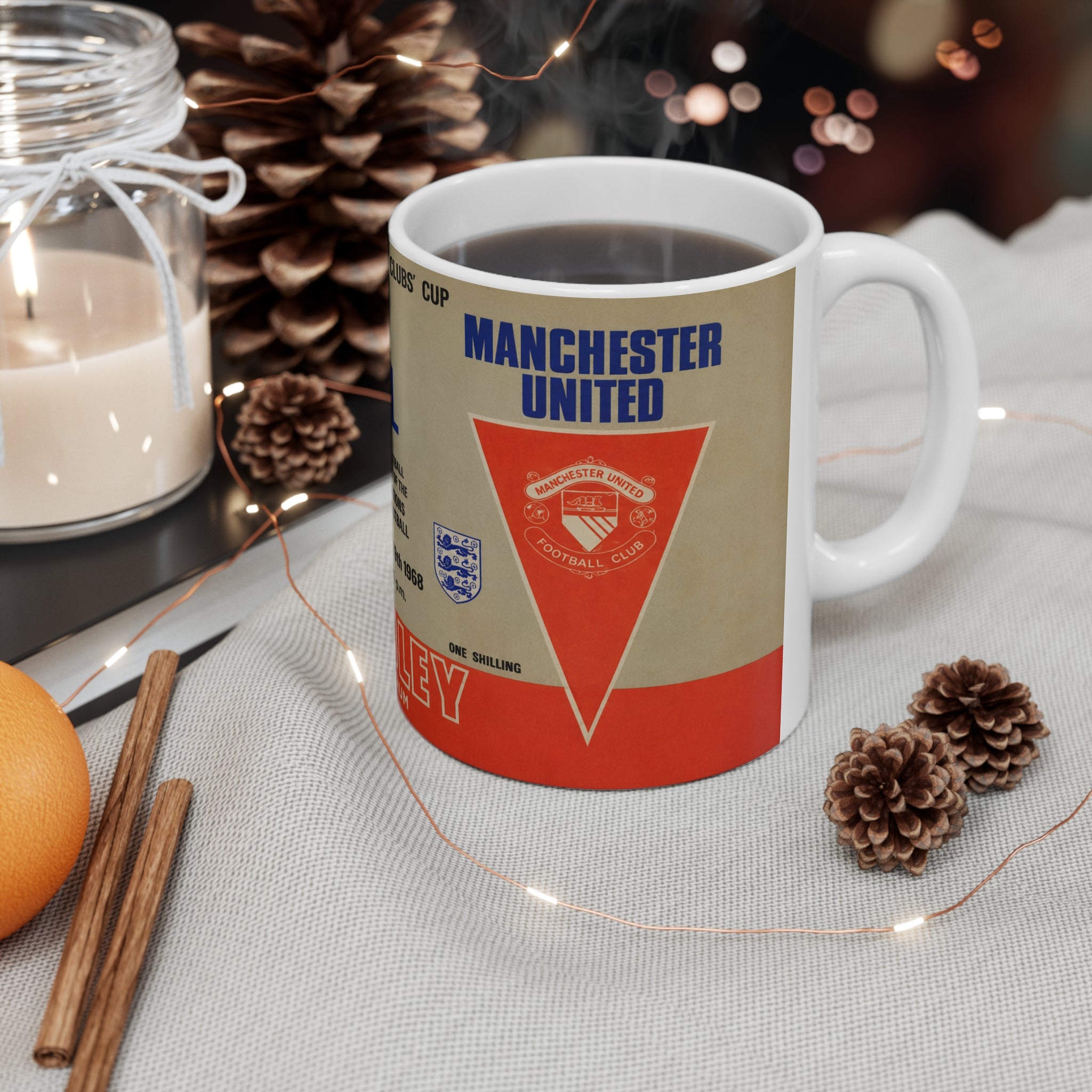 1968 European Cup Final Programme Cover Inspired Benfica vs Man Utd Vintage Coffee Football Mug