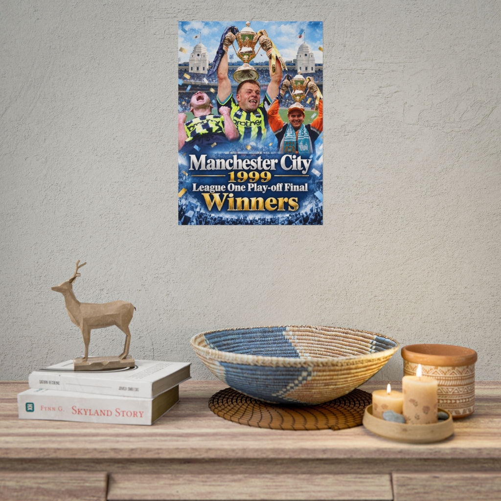 Manchester City 1999 Winners Rolled Poster — League One Play-off Final Celebration