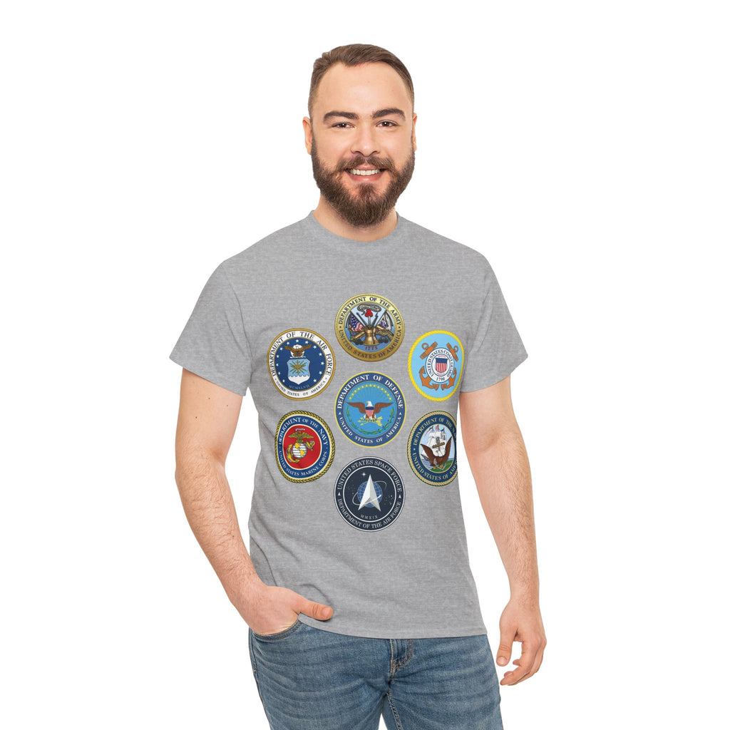Military Branch Seals T-Shirt — Vintage US Armed Forces Emblems Tee