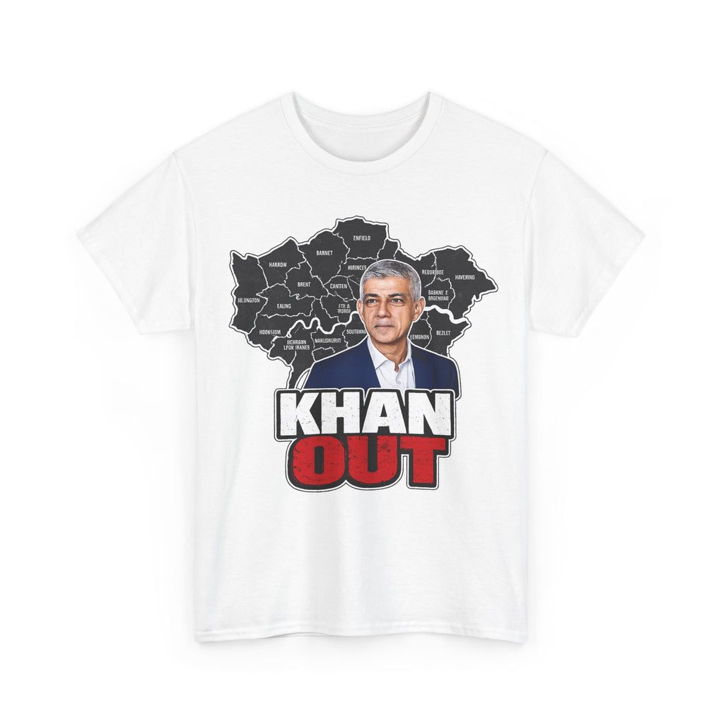 Sadiq Khan Out" Political Protest Tee with Sadiq Khan Graphic T-Shirt