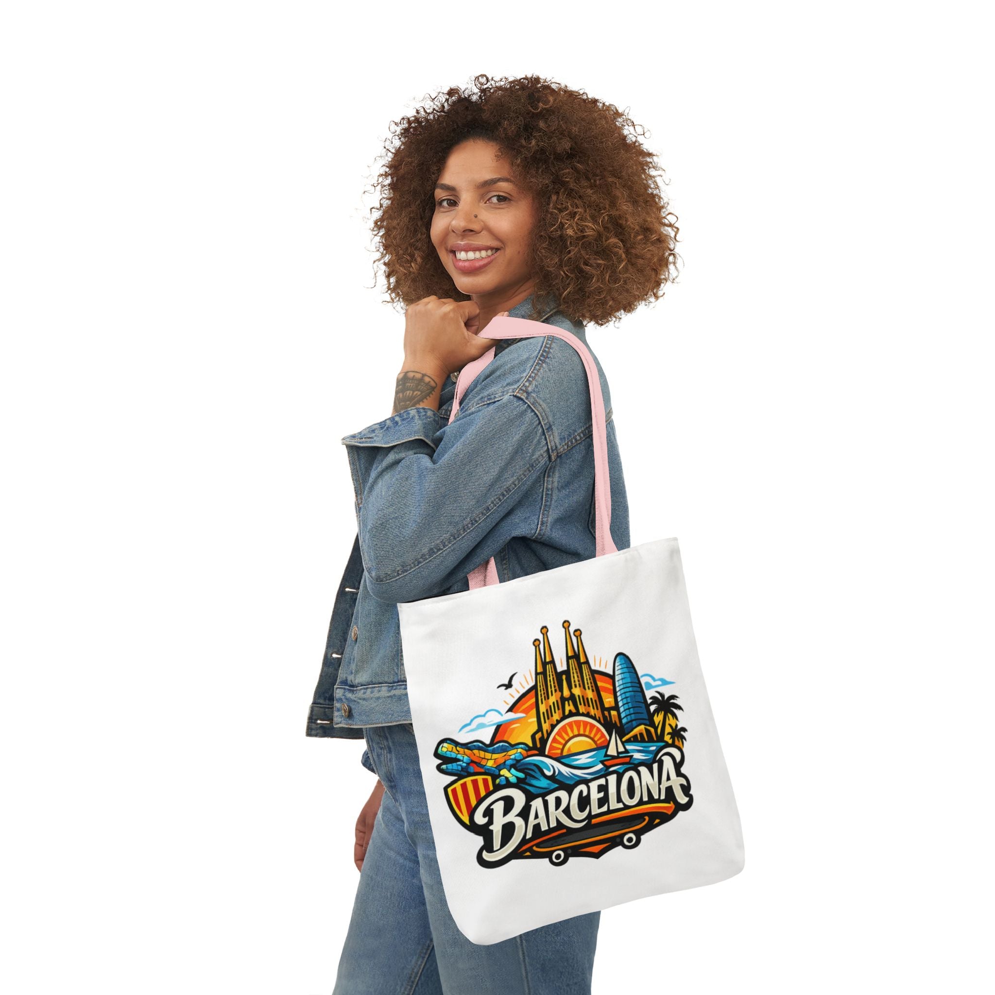 Barcelona Skyline Canvas Tote Bag — Colorful Travel Souvenir Tote
