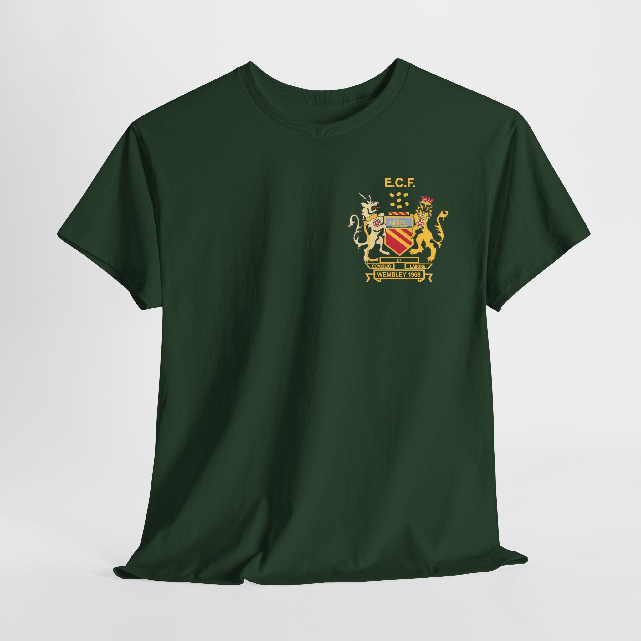 Manchester United Wembley 1968 Heraldic Crest Tee — Vintage Coat of Arms Chest Print