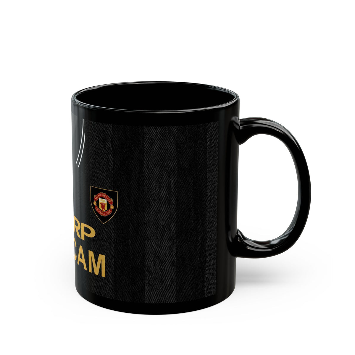 Retro Manchester United Sharp Viewcam Inspired Black Mug — Retro Football Jersey Design (11oz/15oz)
