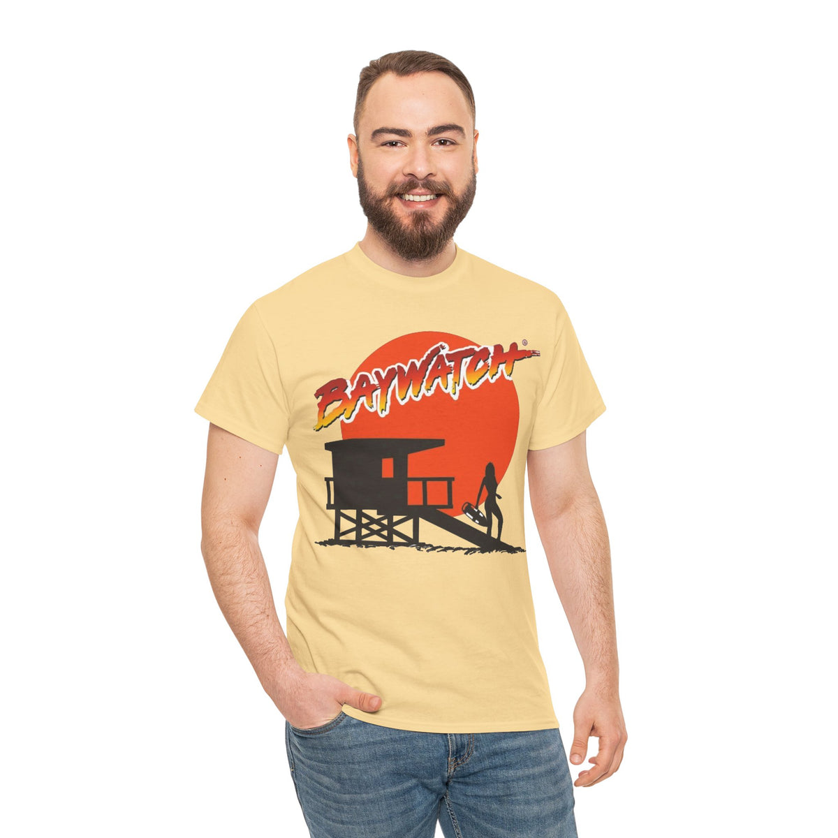 Baywatch Lifeguard Sunset Cotton T-Shirt
