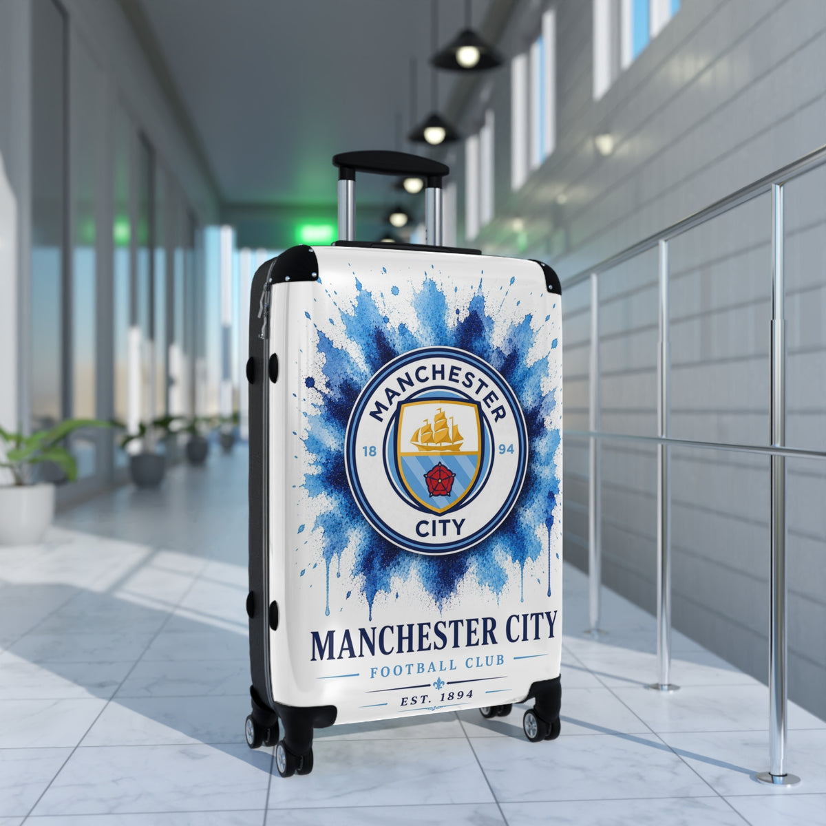 Manchester City Suitcase – Football Club Carry-On Luggage with Crest Design