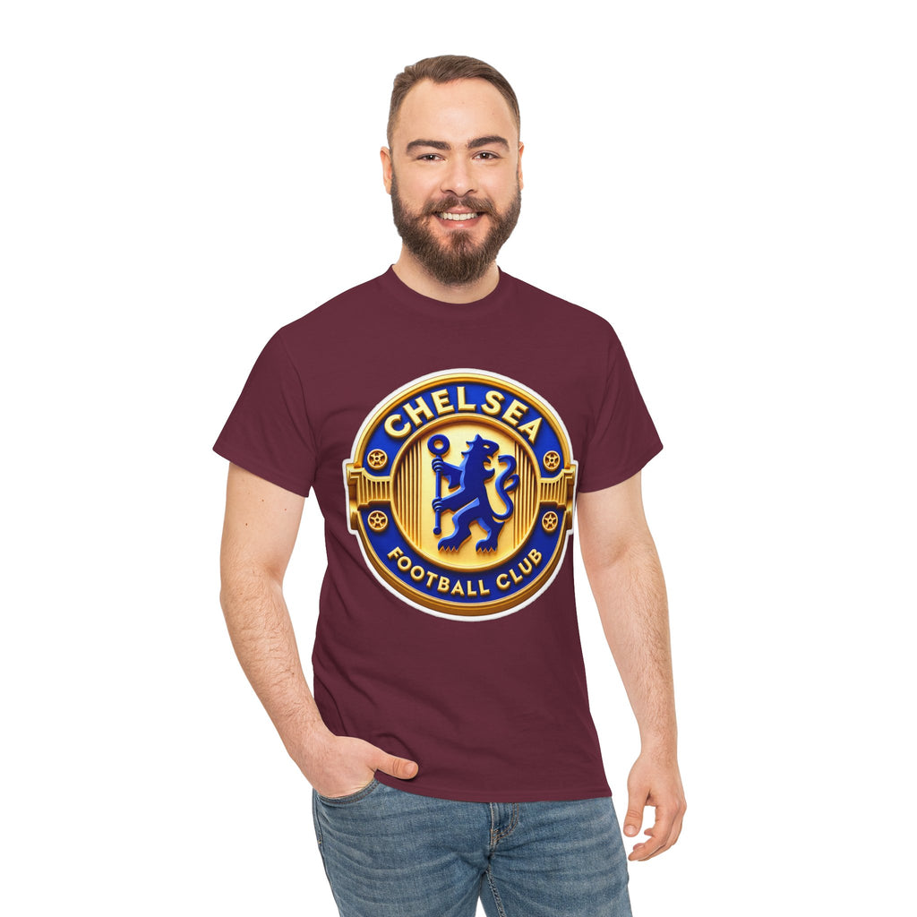 Chelsea Football Club Crest Tee — Retro Blue & Gold Soccer Emblem T-Shirt