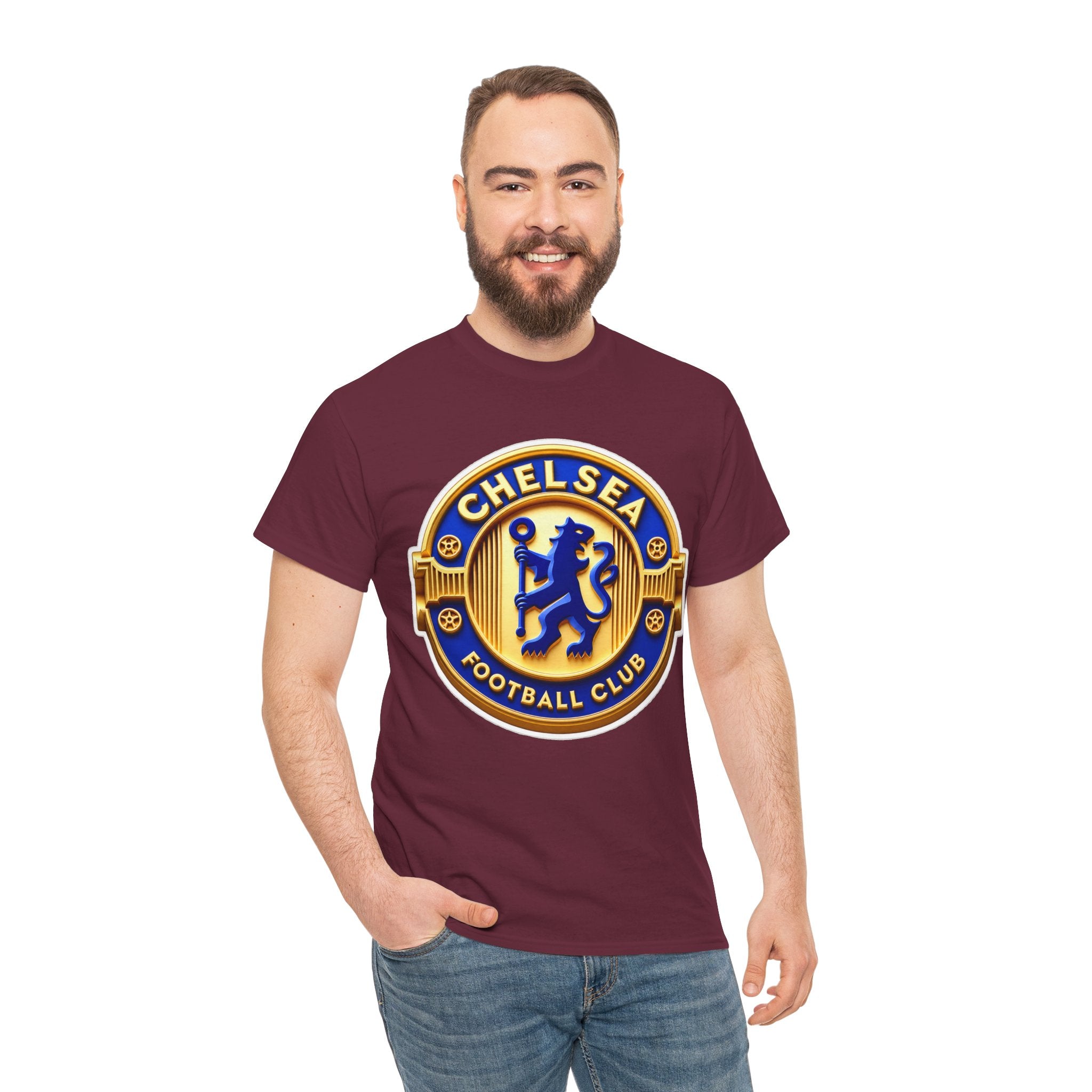 Chelsea Football Club Crest Tee — Retro Blue & Gold Soccer Emblem T-Shirt