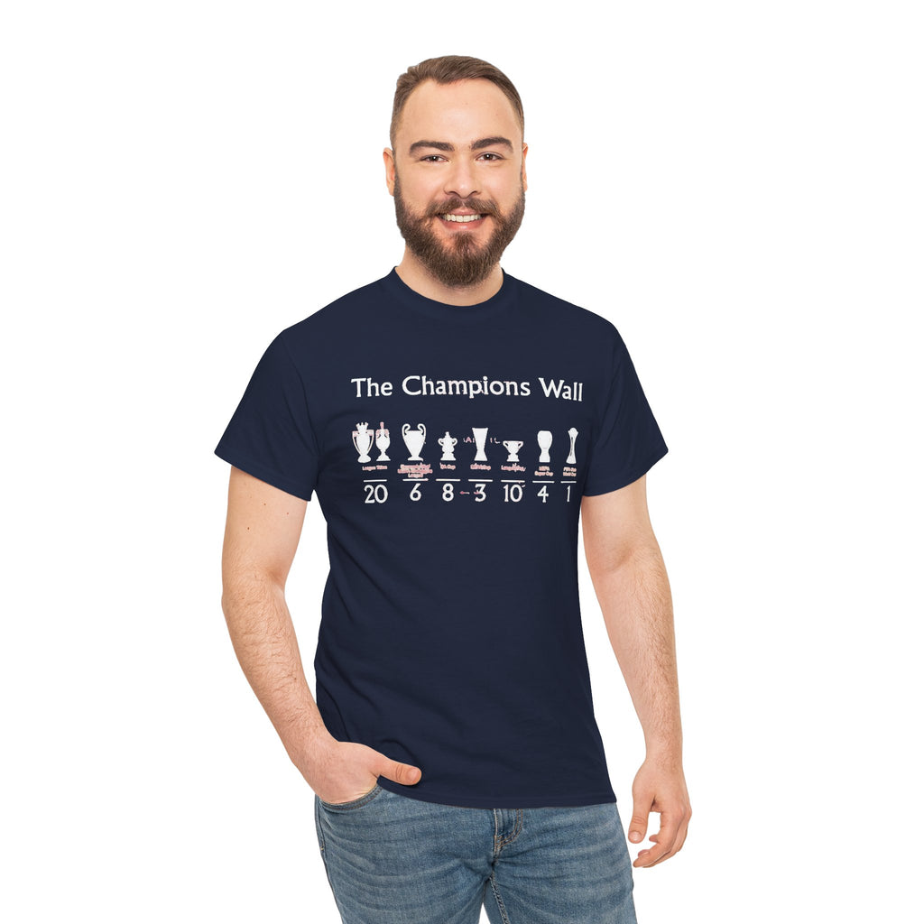 Liverpool The Champions Wall T-Shirt – Soccer/Football Trophy Timeline Tee