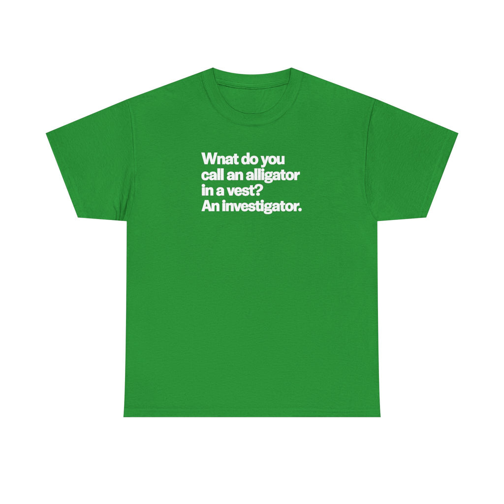What do you call an Alligator White Minimalist Funny Tee — Subtle Embossed Text Casual T-Shirt