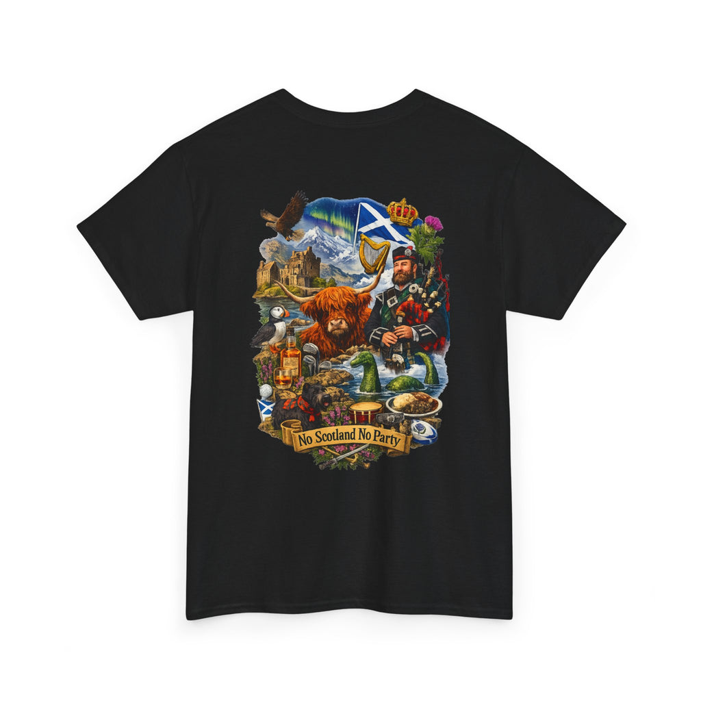 Scotland Collage T-Shirt — "No Scotland No Party" Scottish Heritage Tee