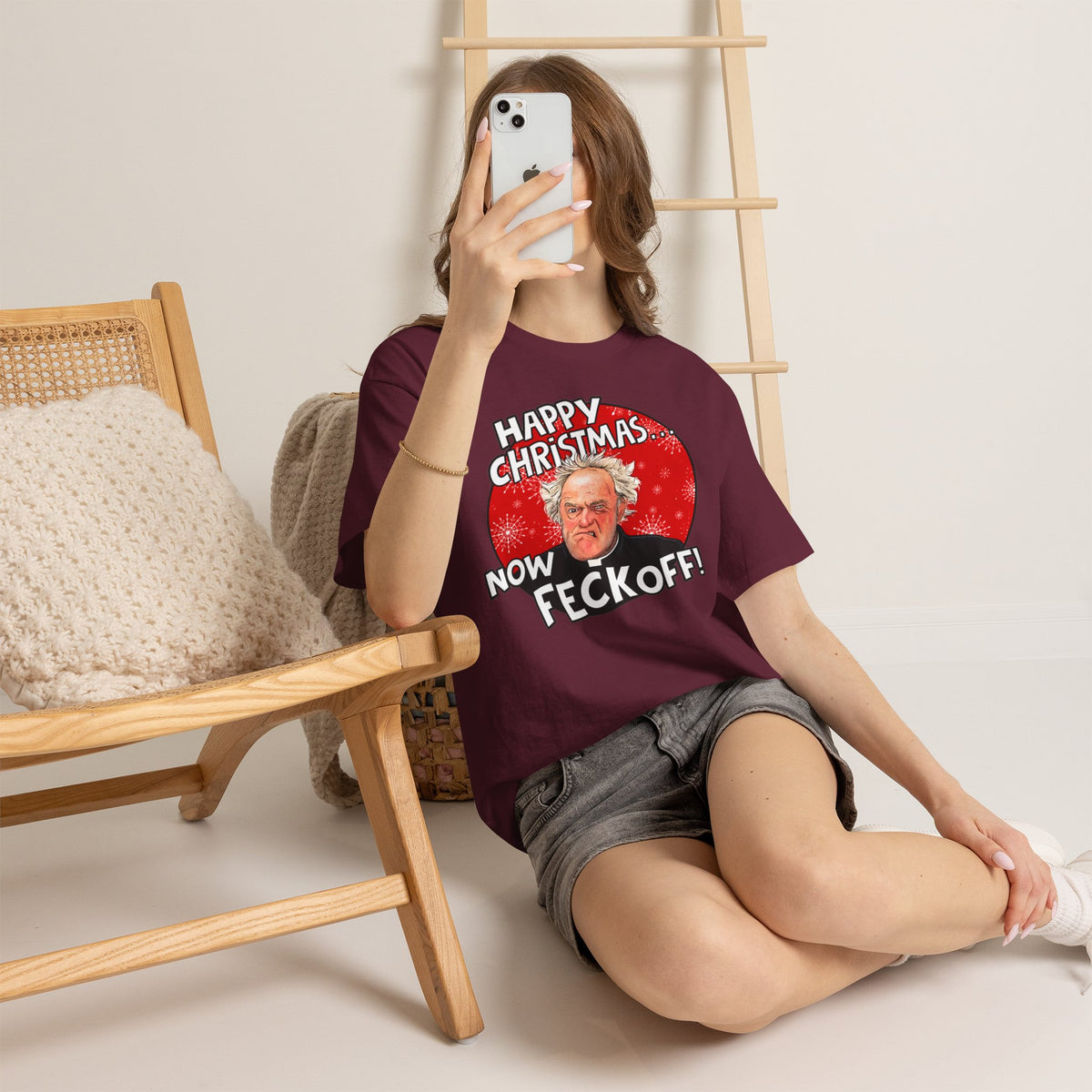 Funny Christmas Tee — “Happy Christmas… Now Feck Off!” Holiday Graphic T-Shirt