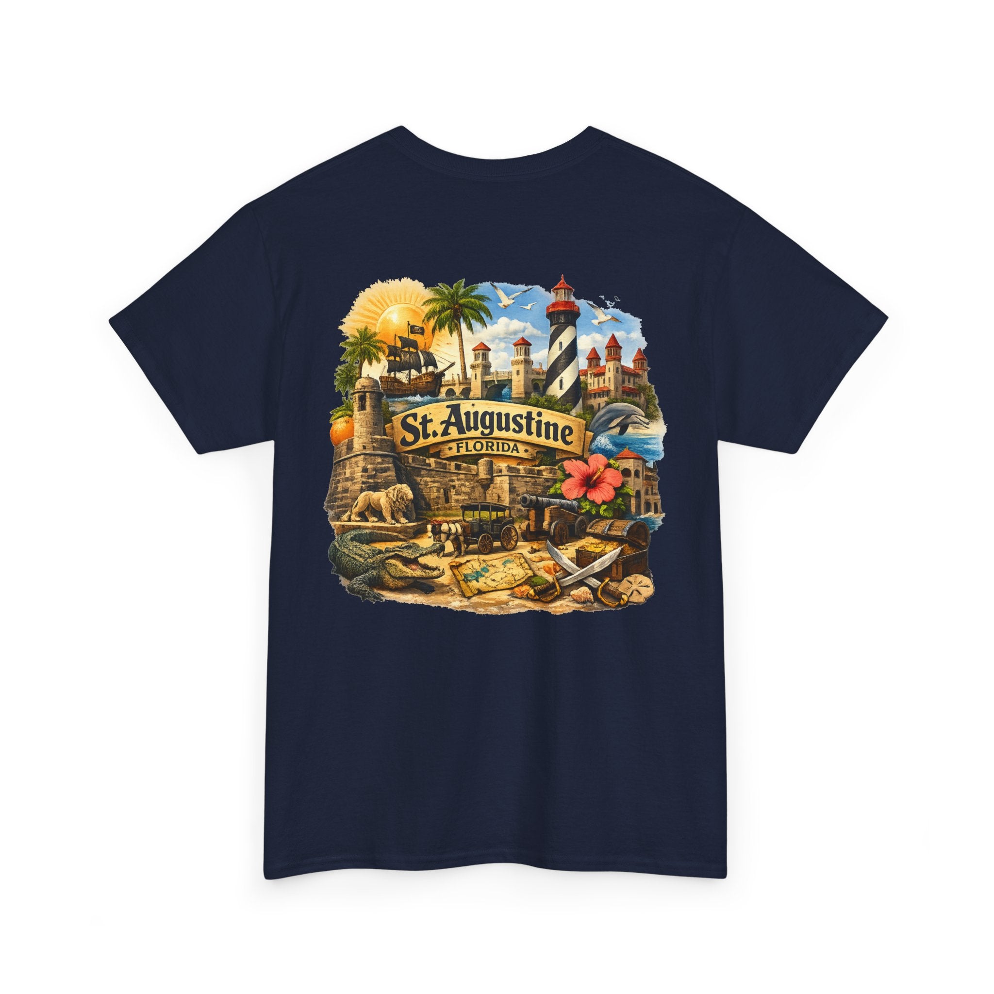 St. Augustine Florida Vintage Travel Tee — Retro Beach & Lighthouse Souvenir T-Shirt