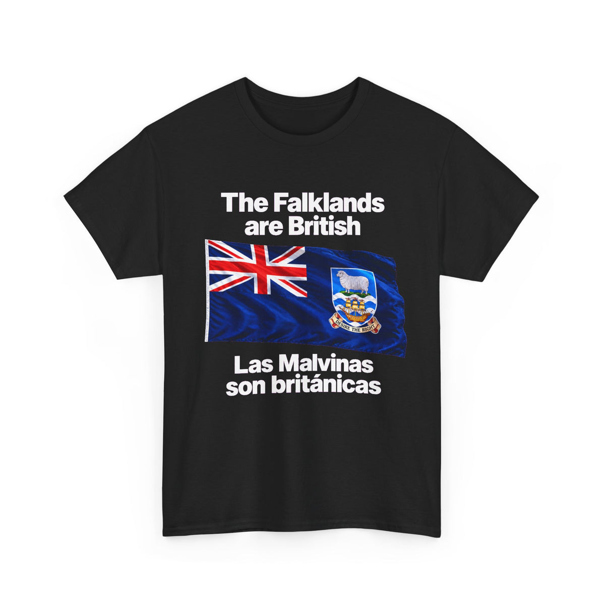 Falklands Are British T-Shirt — "The Falklands are British / Las Malvinas son británicas" Flag Tee