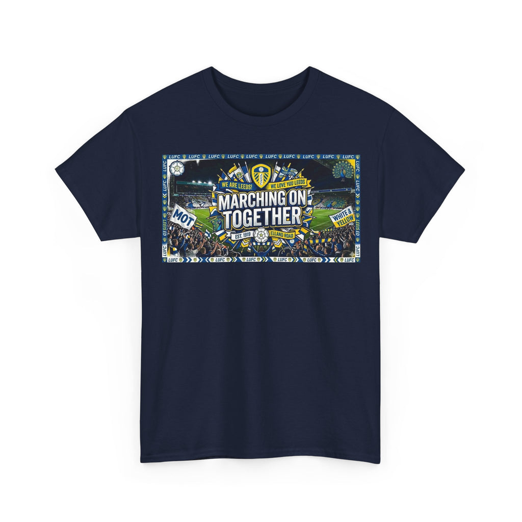 Leeds United T-Shirt — "Marching On Together" Fan Tee (Soccer Supporter Graphic)