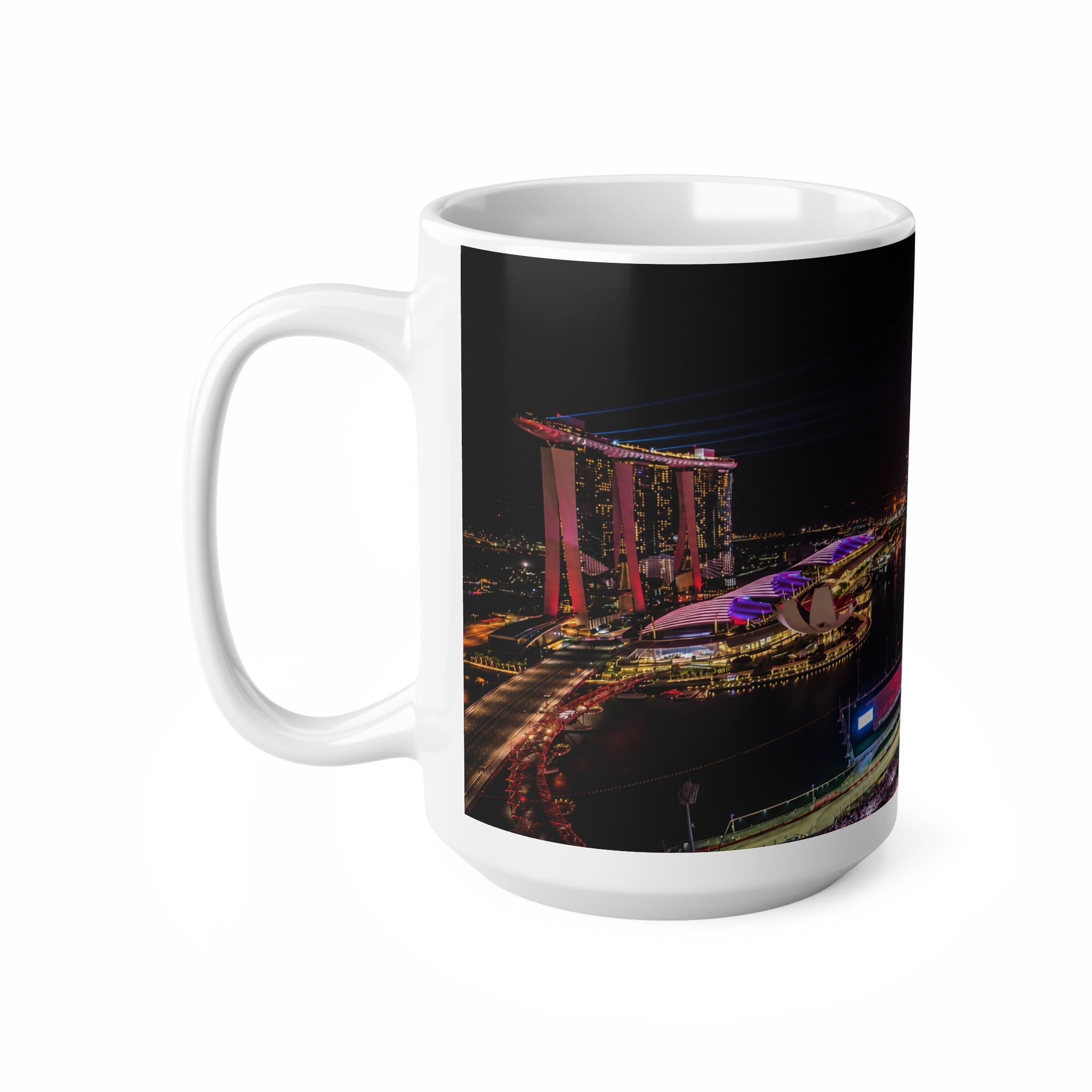 Singapore Night Skyline Coffee Mug — Marina Bay Fireworks 11oz/15oz