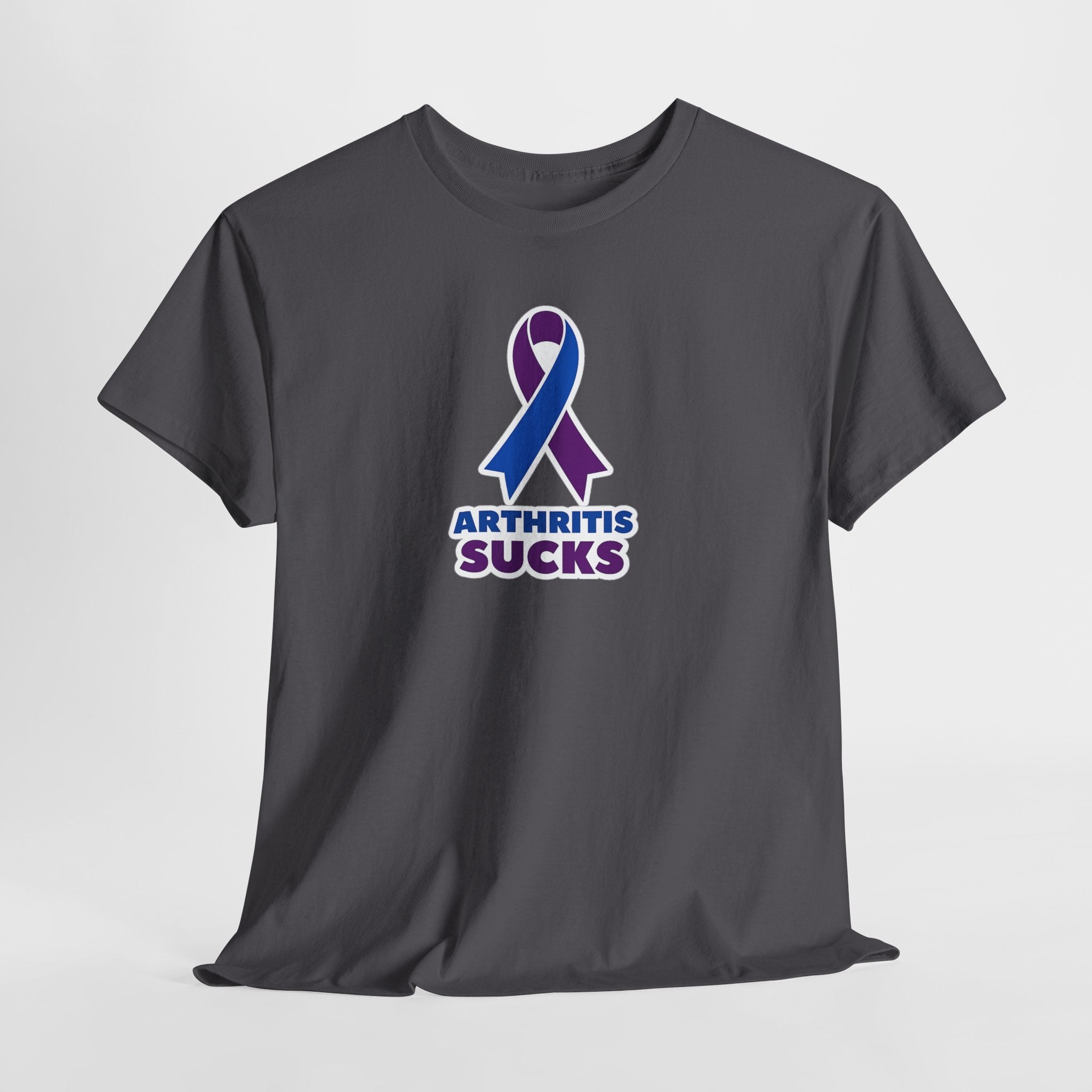 Arthritis Sucks Awareness T-Shirt — Purple & Blue Ribbon Support Tee