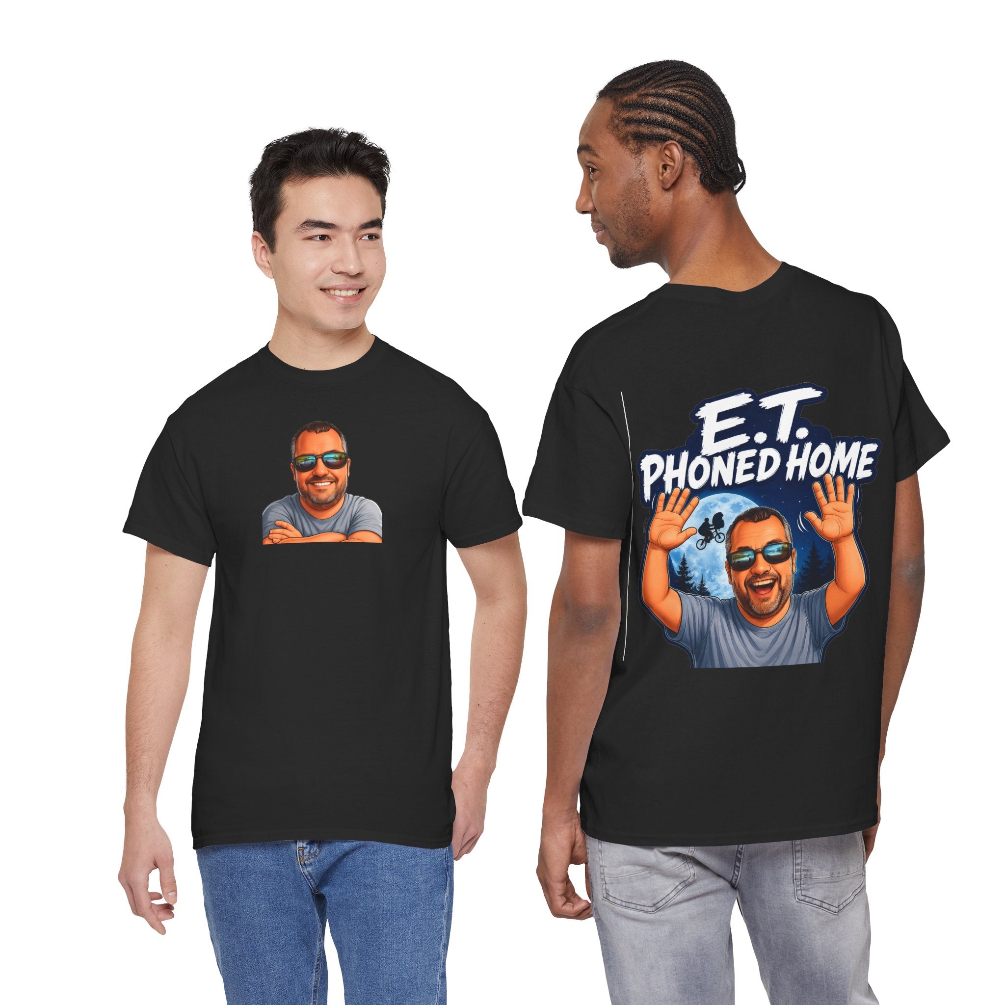 Graphic Tee — "E.T. Phoned Home" Smiling Guy Retro Design