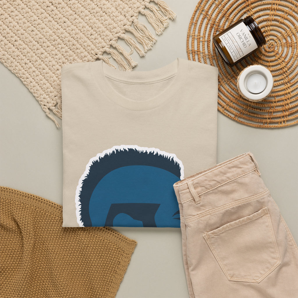 Mr T Profile Silhouette T‑Shirt – Blue Head & Gold Earring Graphic