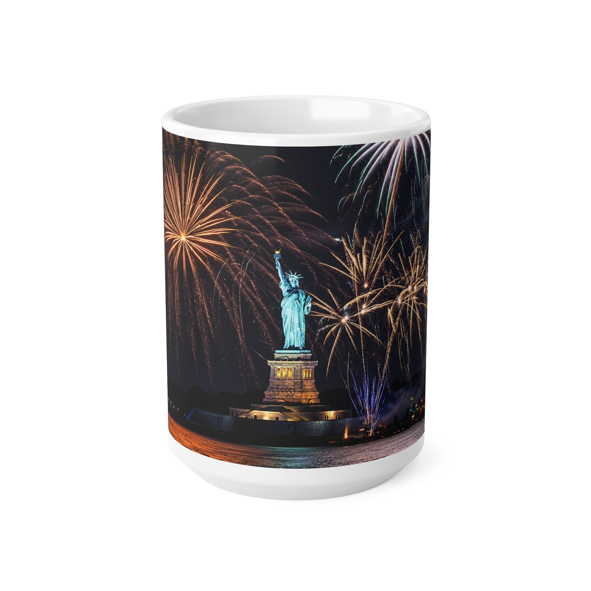Statue of Liberty Fireworks Coffee Mug — 11oz/15oz Ceramic