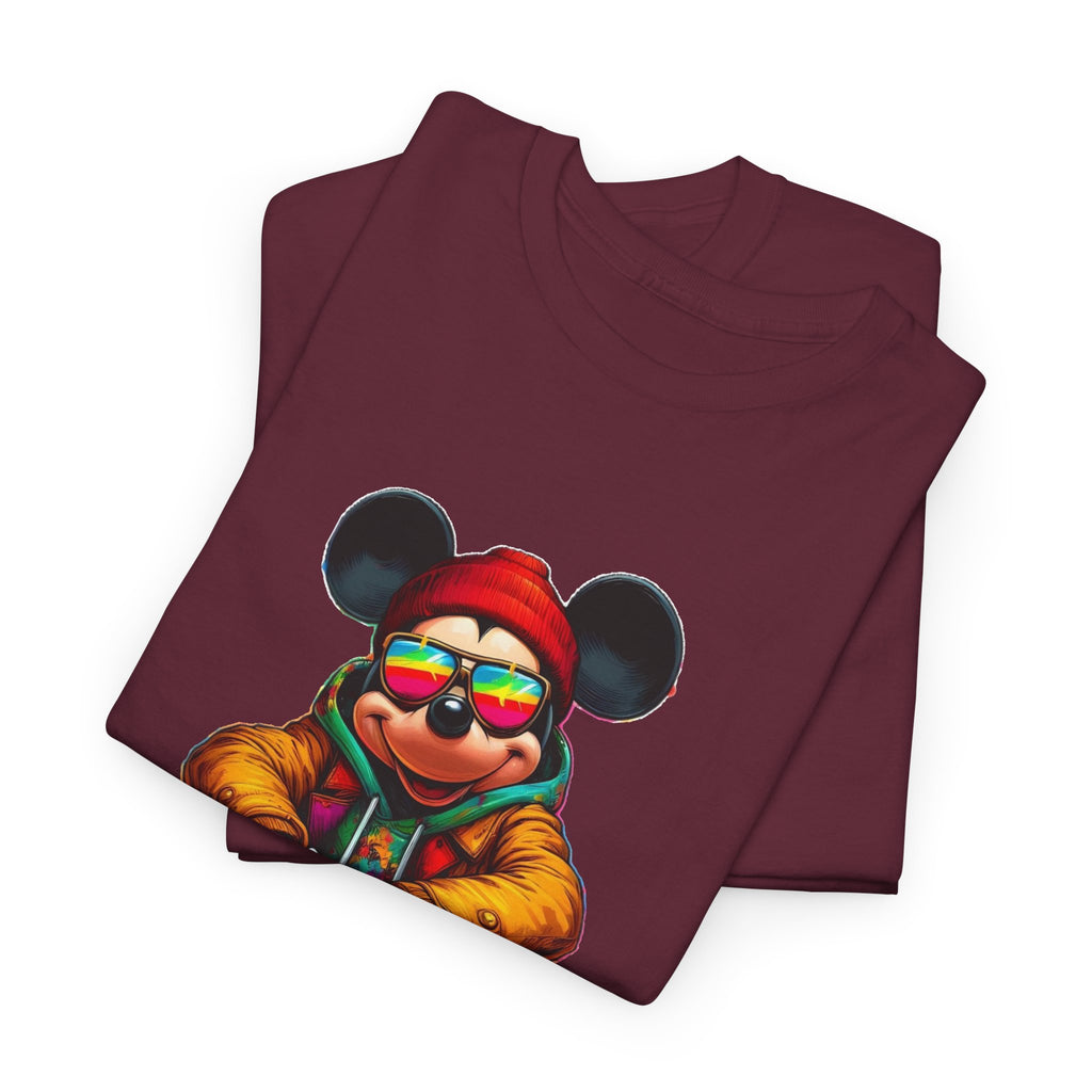 Mickey Mouse Streetwear Graphic Tee — Hip-Hop Mouse Character Sitting in Sneakers