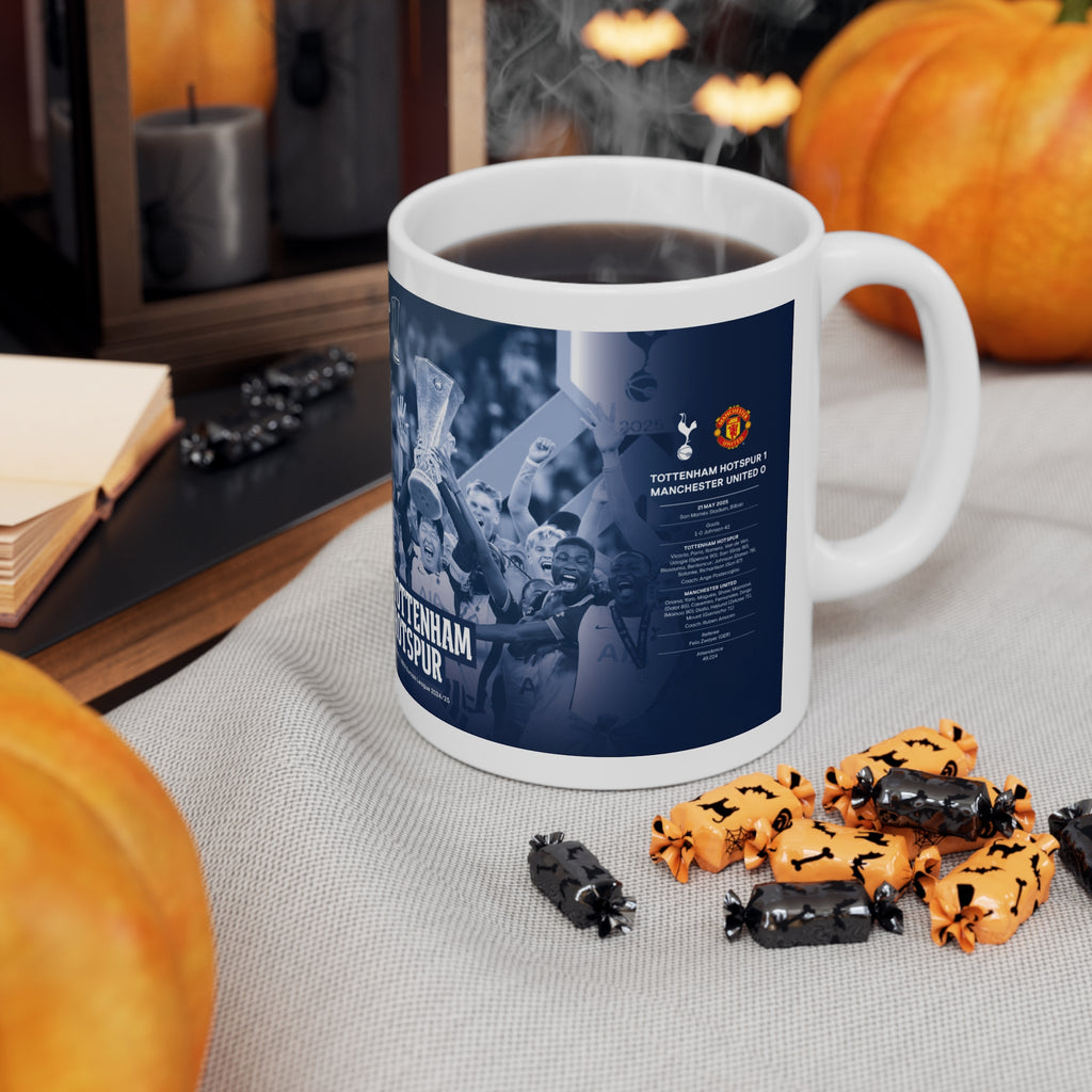 2025 UEFA Europa League Winners Programme Cover Inspired Ceramic Coffee Mug — 11oz & 15oz