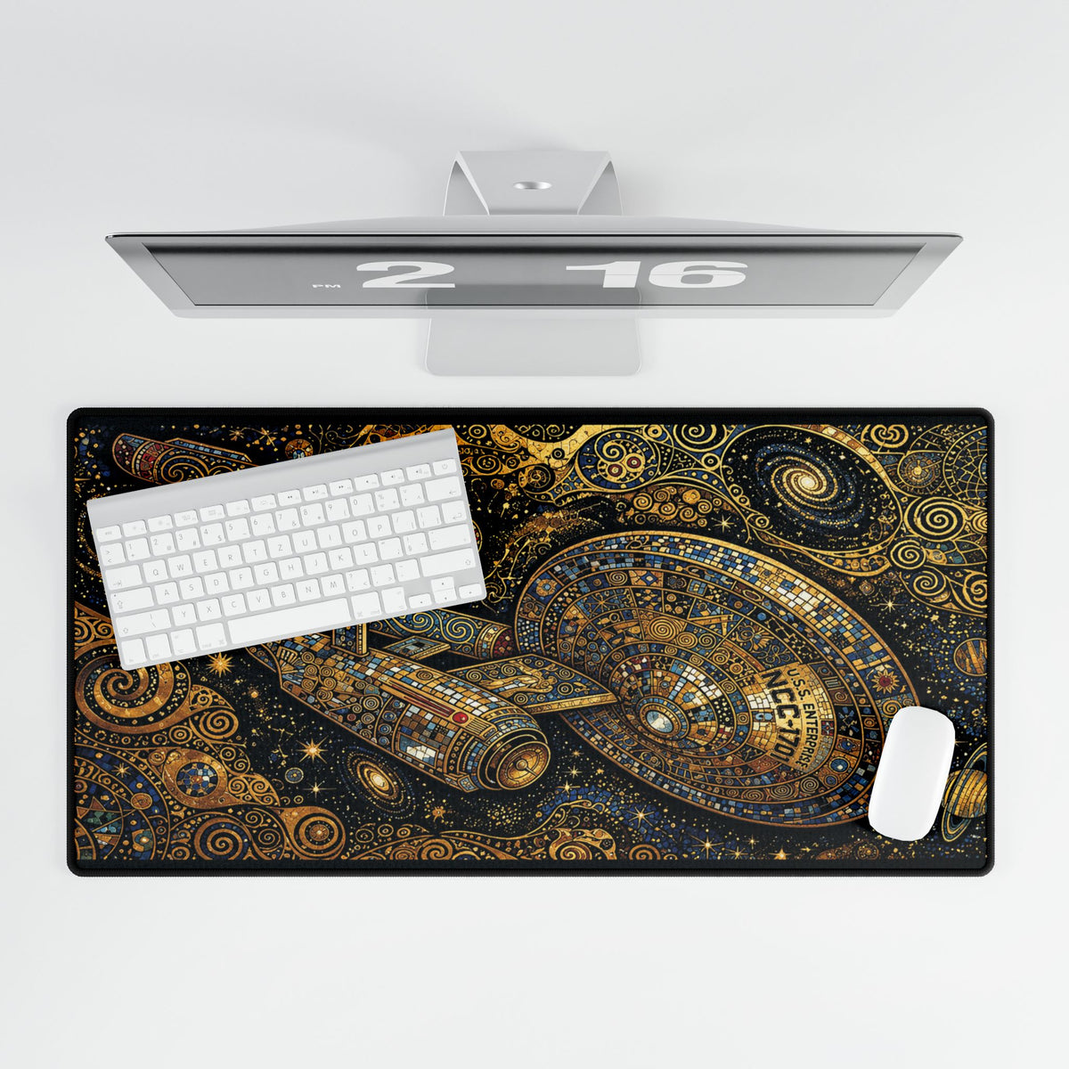 Starship Mosaic Desk Mat — Cosmic Star Trek-Inspired Gaming/Work Surface