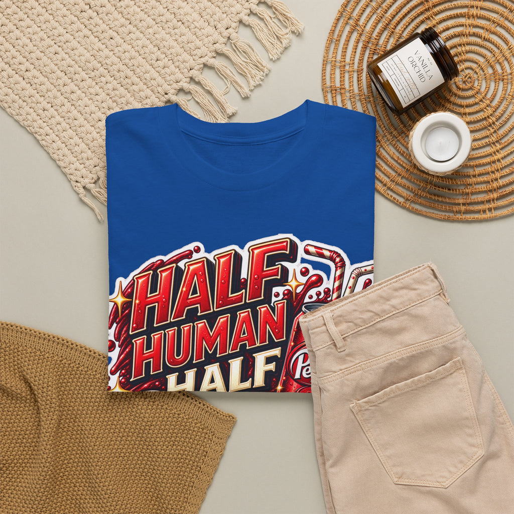 Dr Pepper Cotton T‑Shirt — "Half Human Half Dr Pepper" Retro Soda Graphic Tee