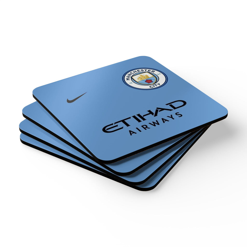 Manchester City Football Cork Coaster Set — Etihad Airways Logo