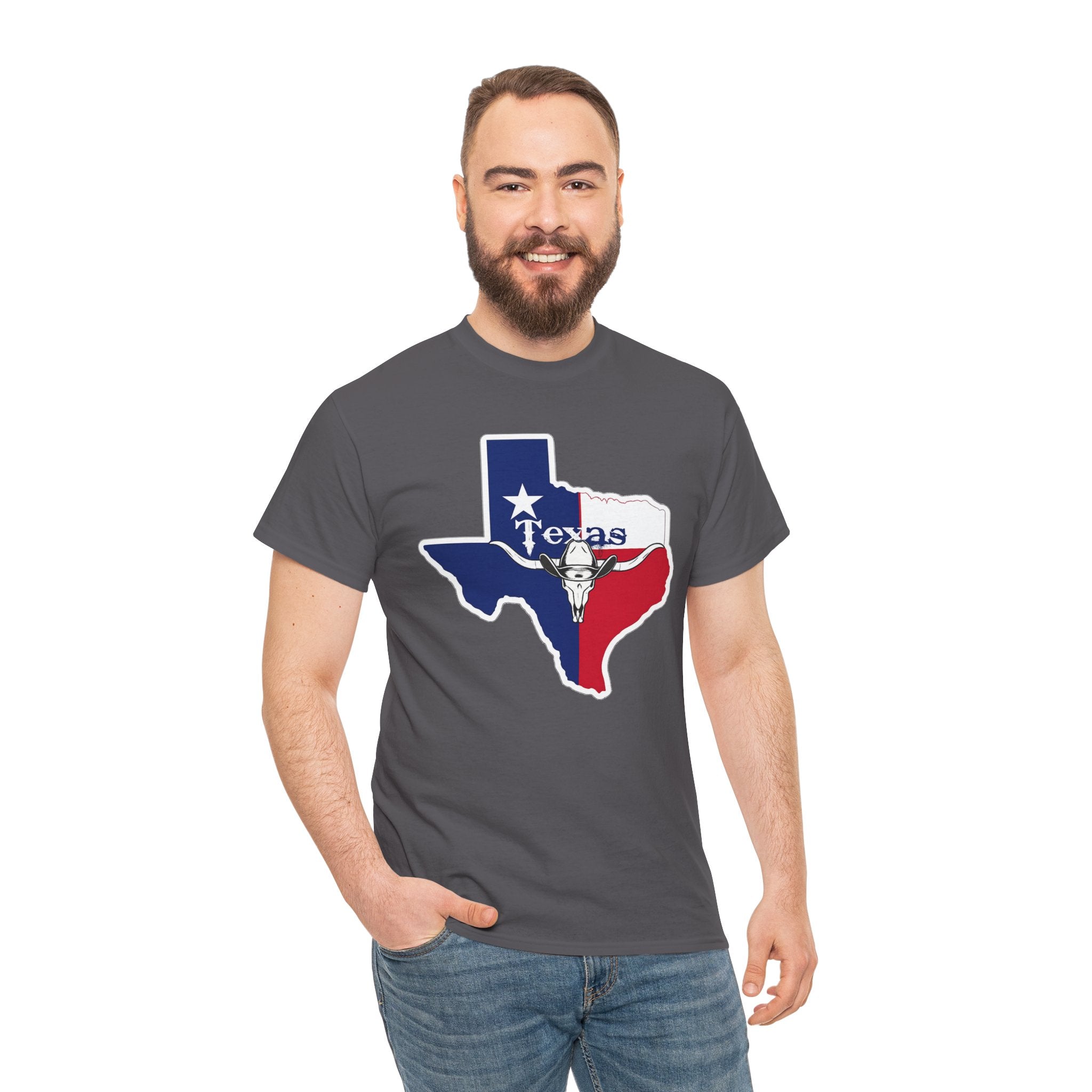 Texas Flag Outline T-Shirt — Lone Star State Map Tee with 'Texas' Text