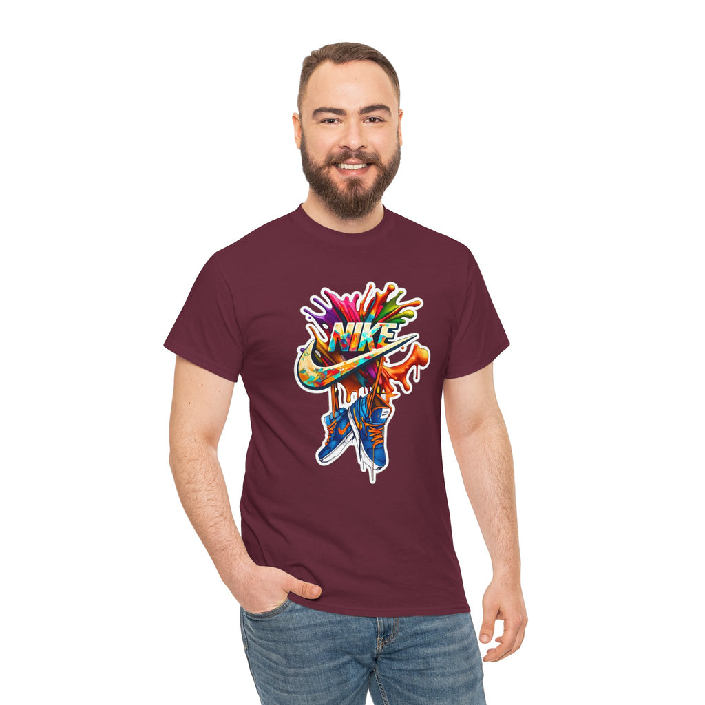 Nike Inspired Splash Graphic Tee — Colorful Sneaker Streetwear T-Shirt