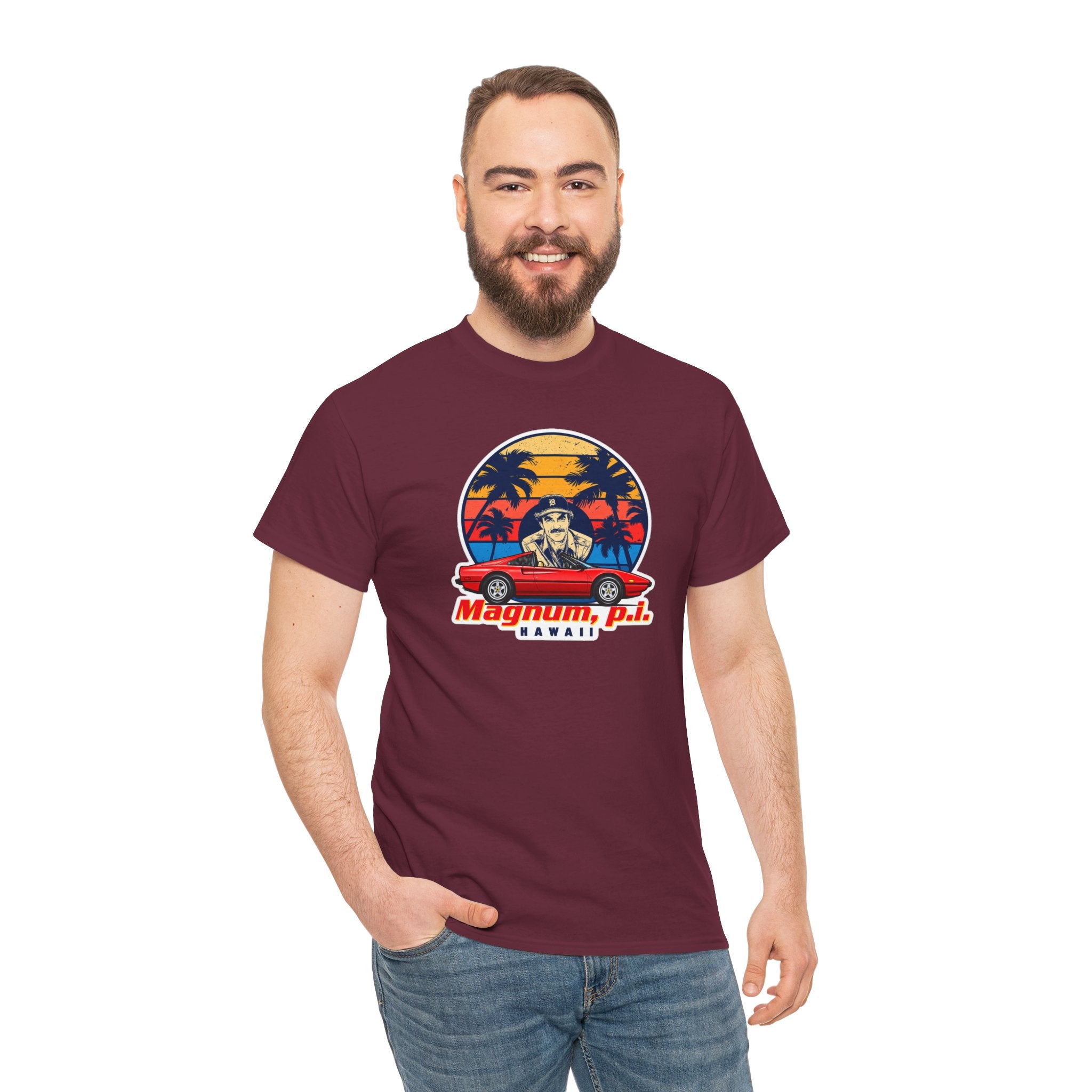 Magnum P.I. Hawaii Retro Sunset Cotton T-Shirt / Tee