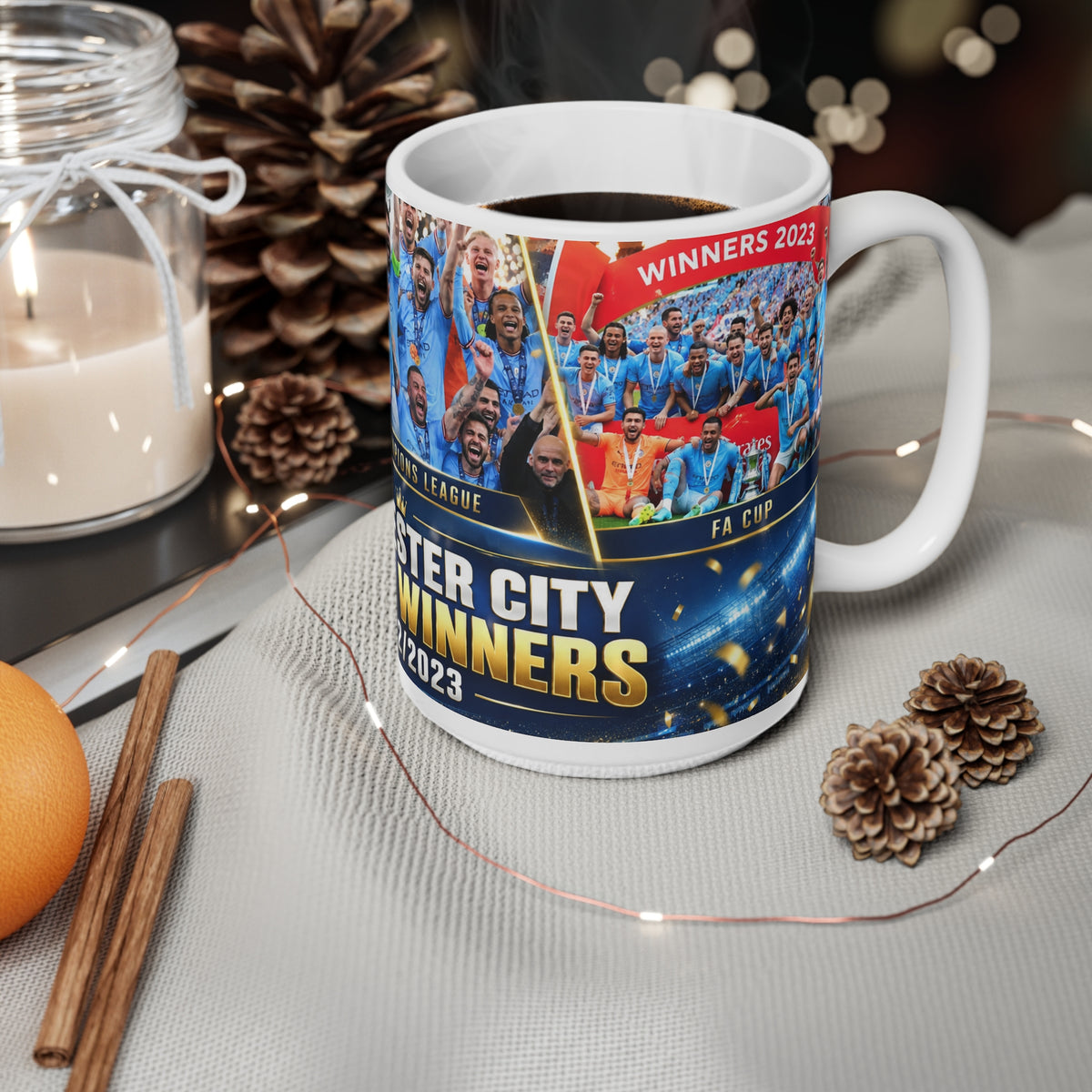 Manchester City Treble Winners 2022/2023 Ceramic Mug - 11oz & 15oz