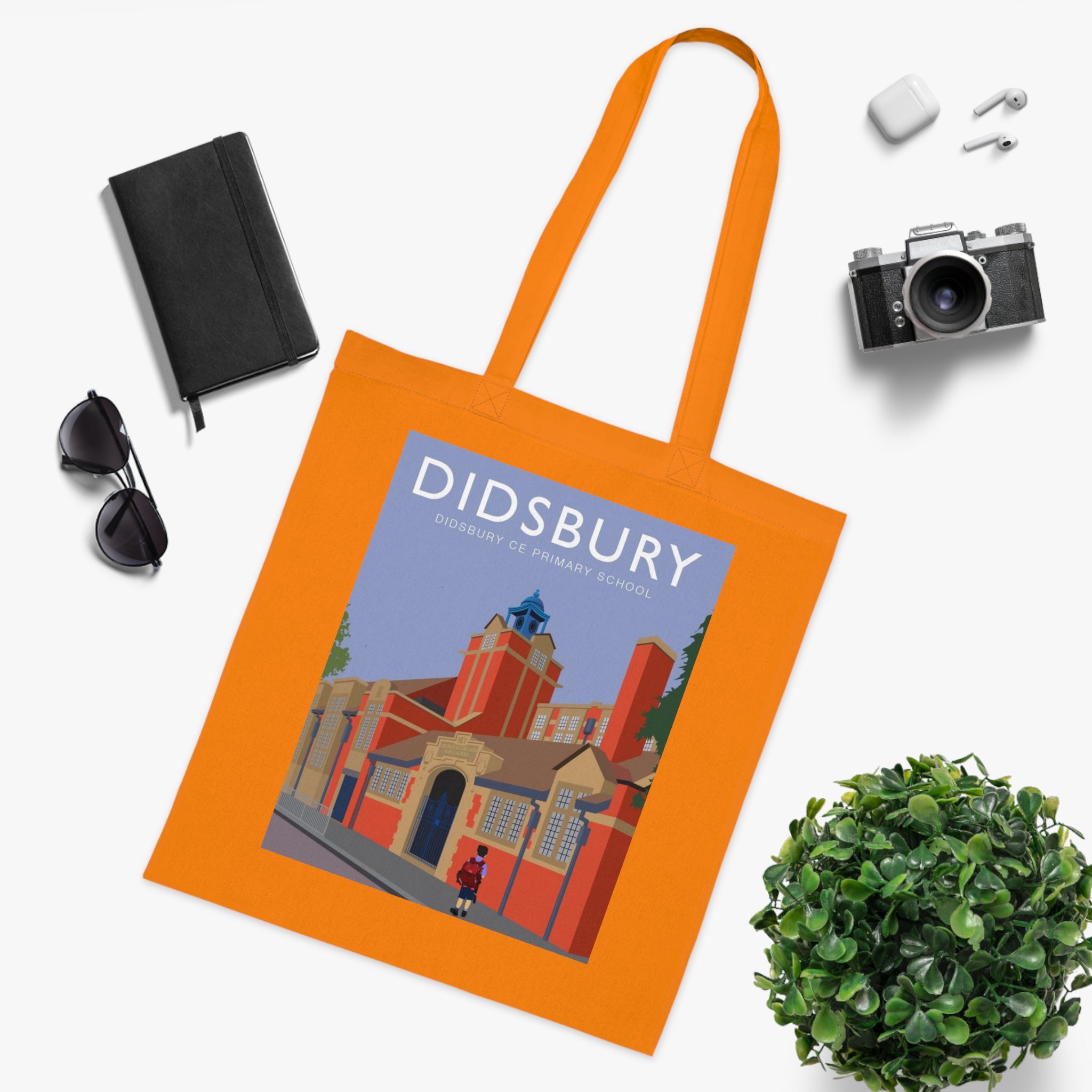 Elm Grove Didsbury C of E Primary School Vintage Travel Tote — Retro Illustrated Cotton Shopper Bag