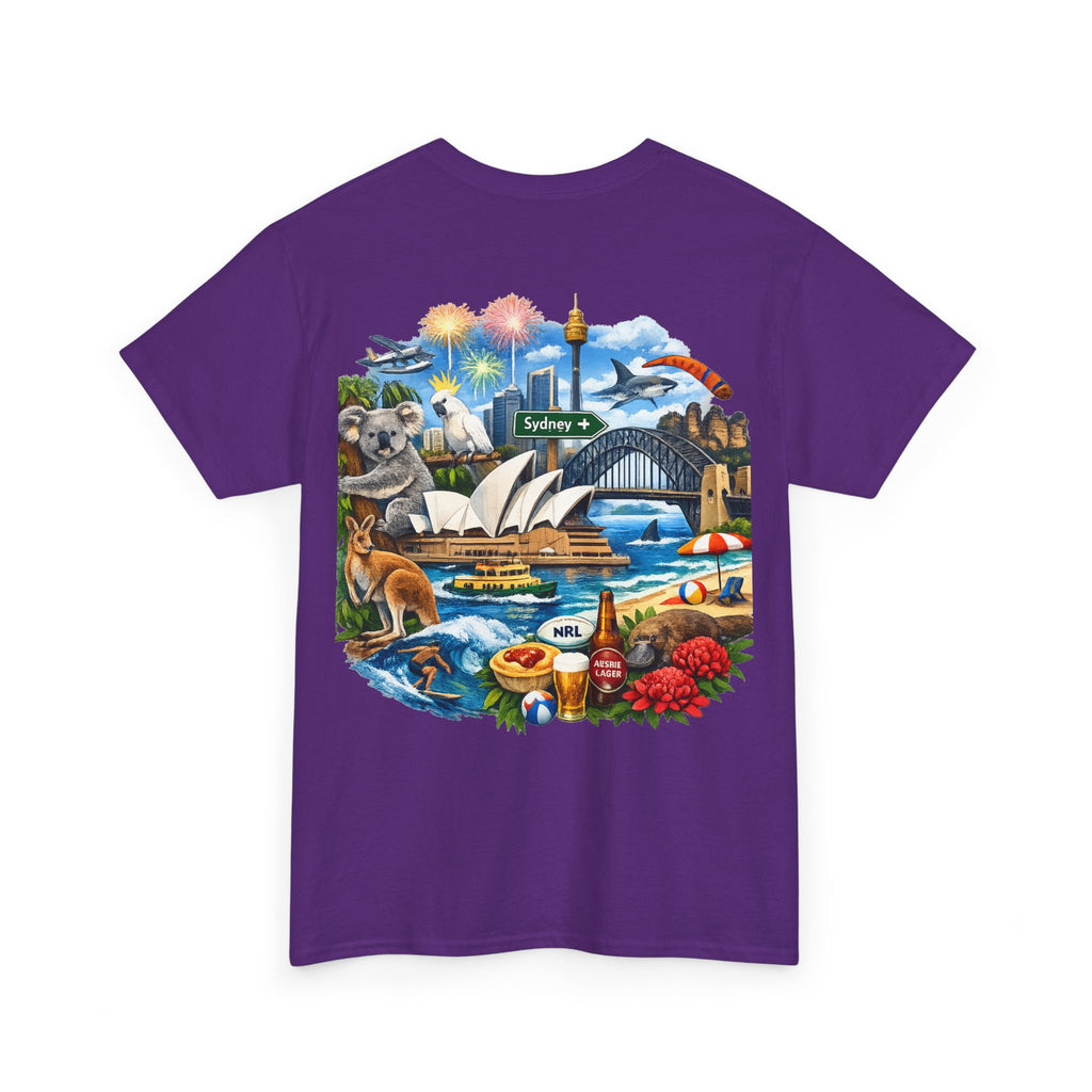 T-Shirt — Sydney Landmark Collage Tee (Opera House, Harbour Bridge, Koala & Beach Scene)