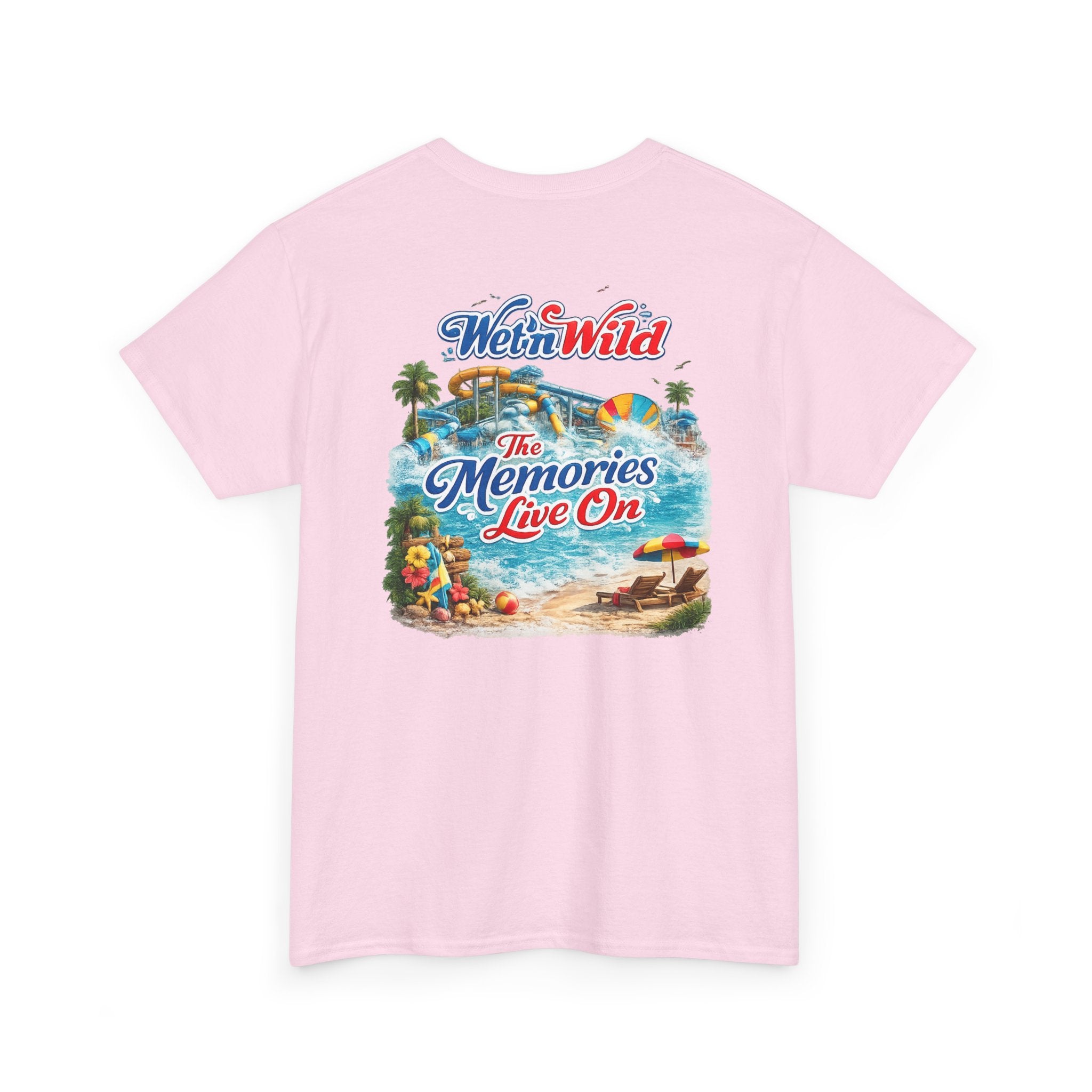 Wet'n Wild Beach Tee — "The Memories Live On" Retro Island Graphic Shirt